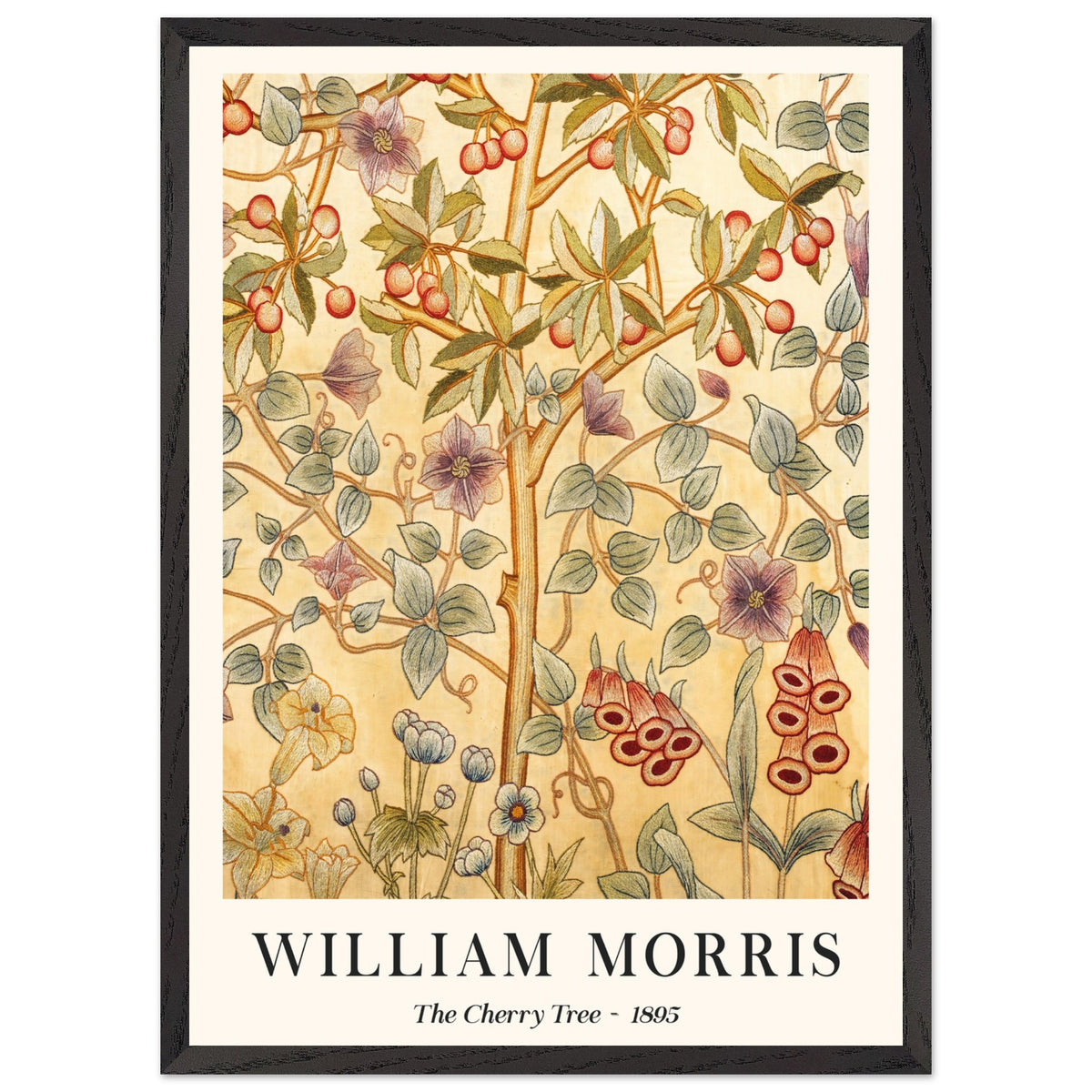 Artfulprints Poster met Lijst William Morris - The cherry tree 1895 II  - 50x70 cm - Meerkleurig