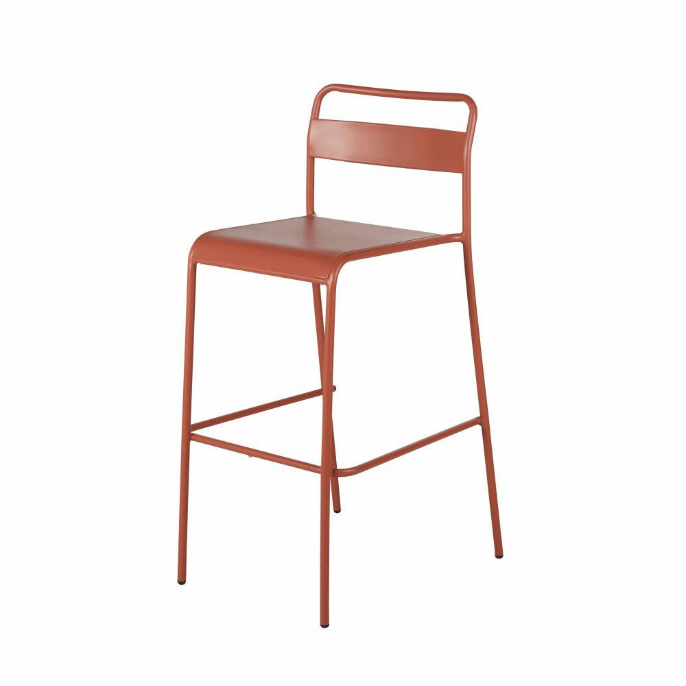 Belleville Business - Chaise de bar professionnelle en métal terracotta