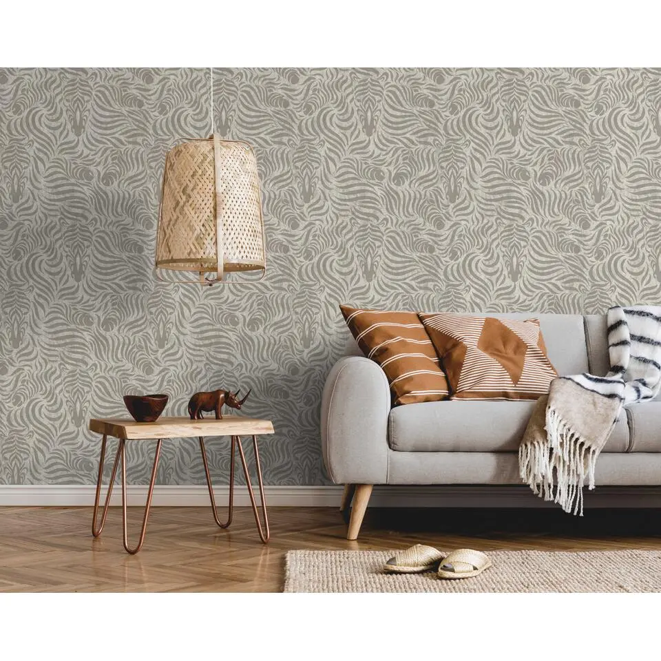 Sanders & Sanders behang zebra's grijs - 53 cm x 10 m