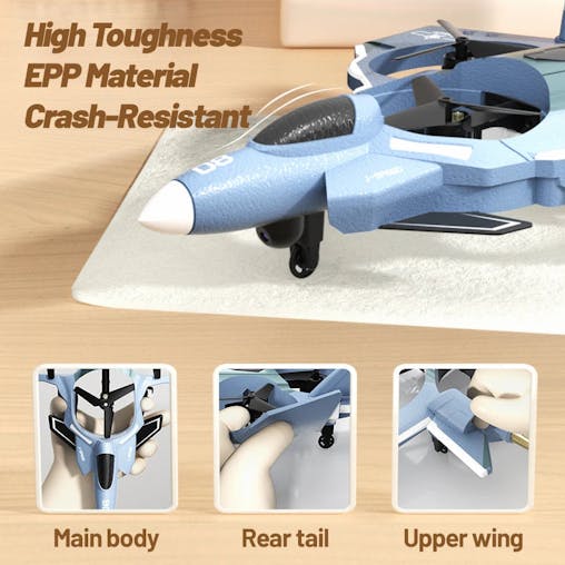 NNEOBA 2.4G RC Fighter Jet with Camera & Missile Launch (Grey)