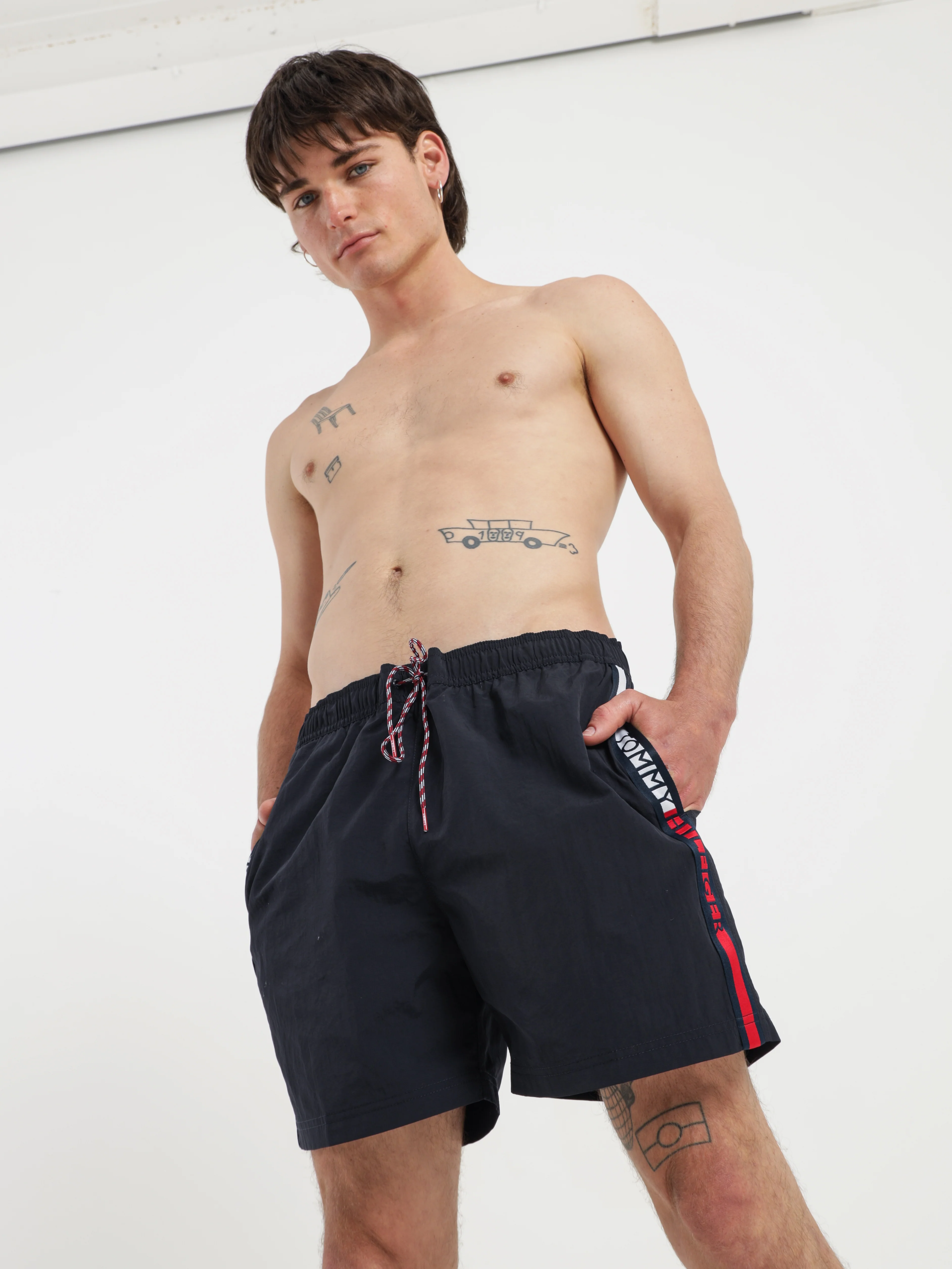Logo Waist Mid-Length Swim Shorts