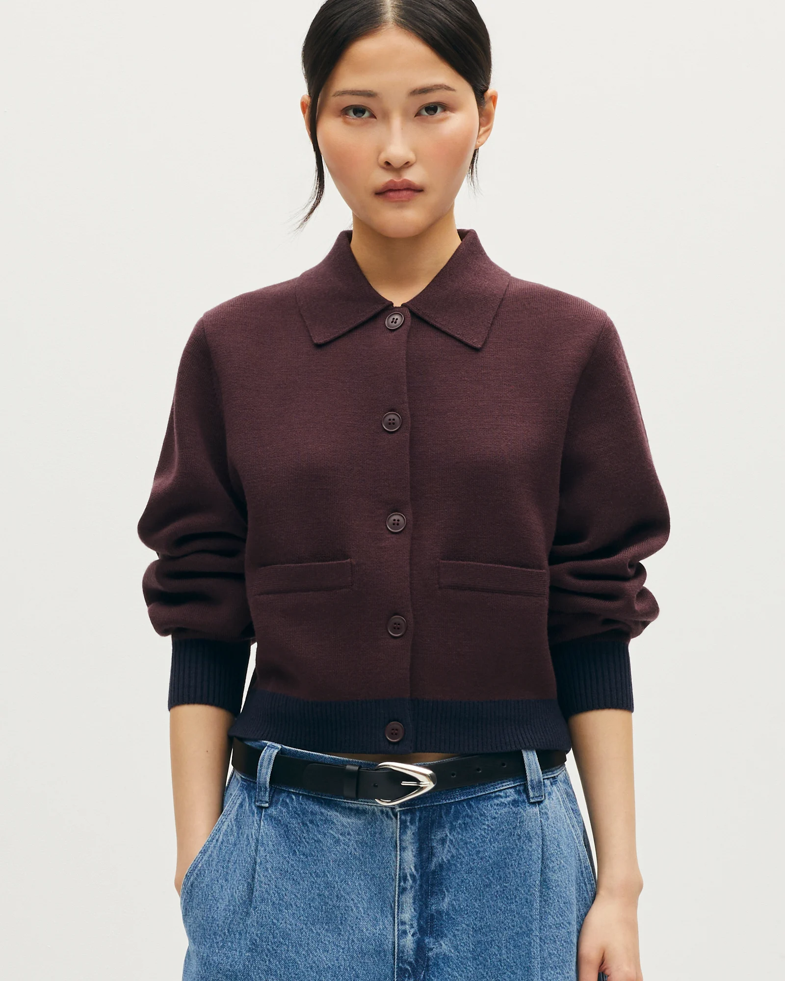 Cardigan bicolore en laine