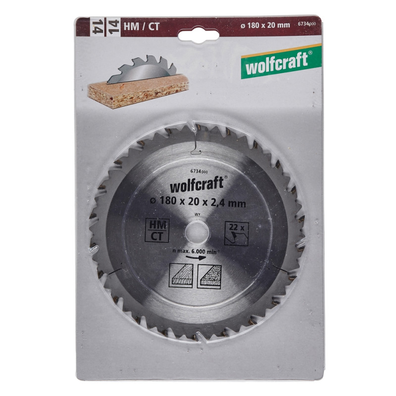 Lame de scie circulaire pour panneaux agglomérés Ø 180 x 20 mm WOLFCRAFT