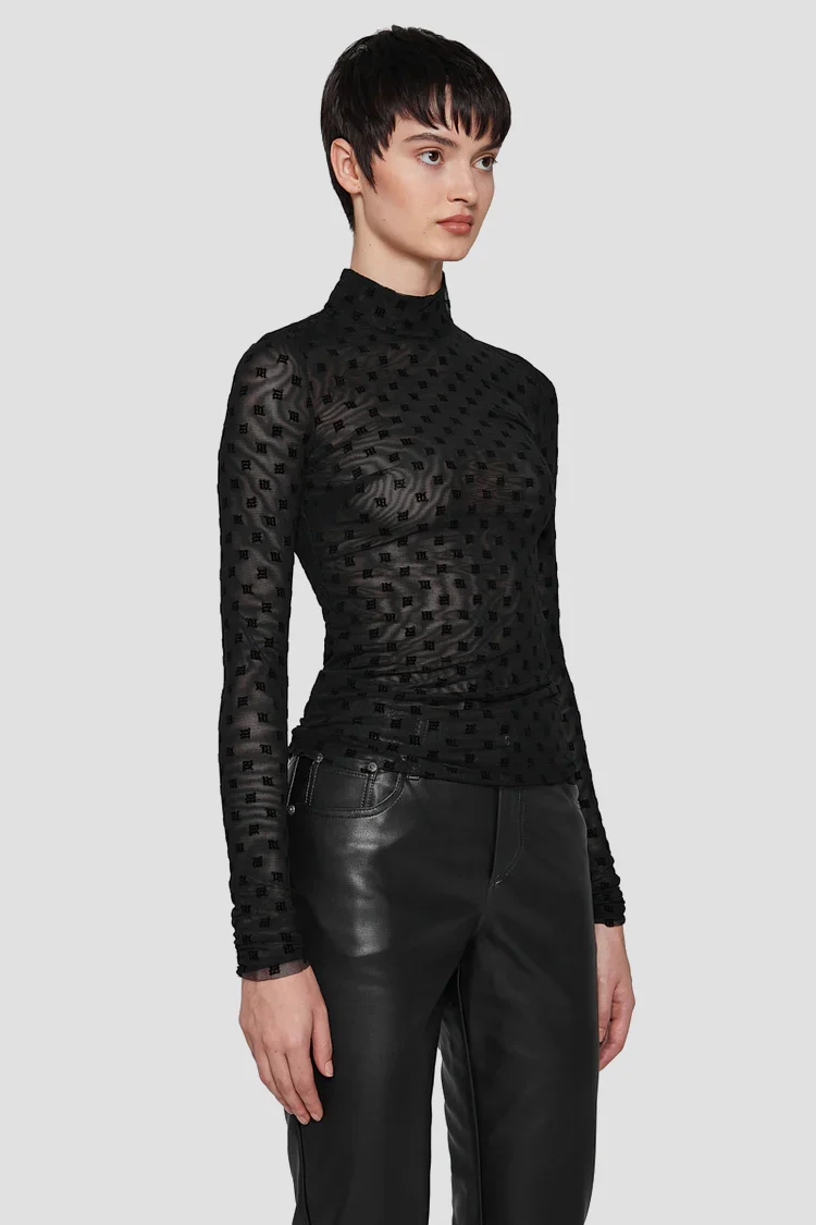 Mesh Monogram Turtleneck
