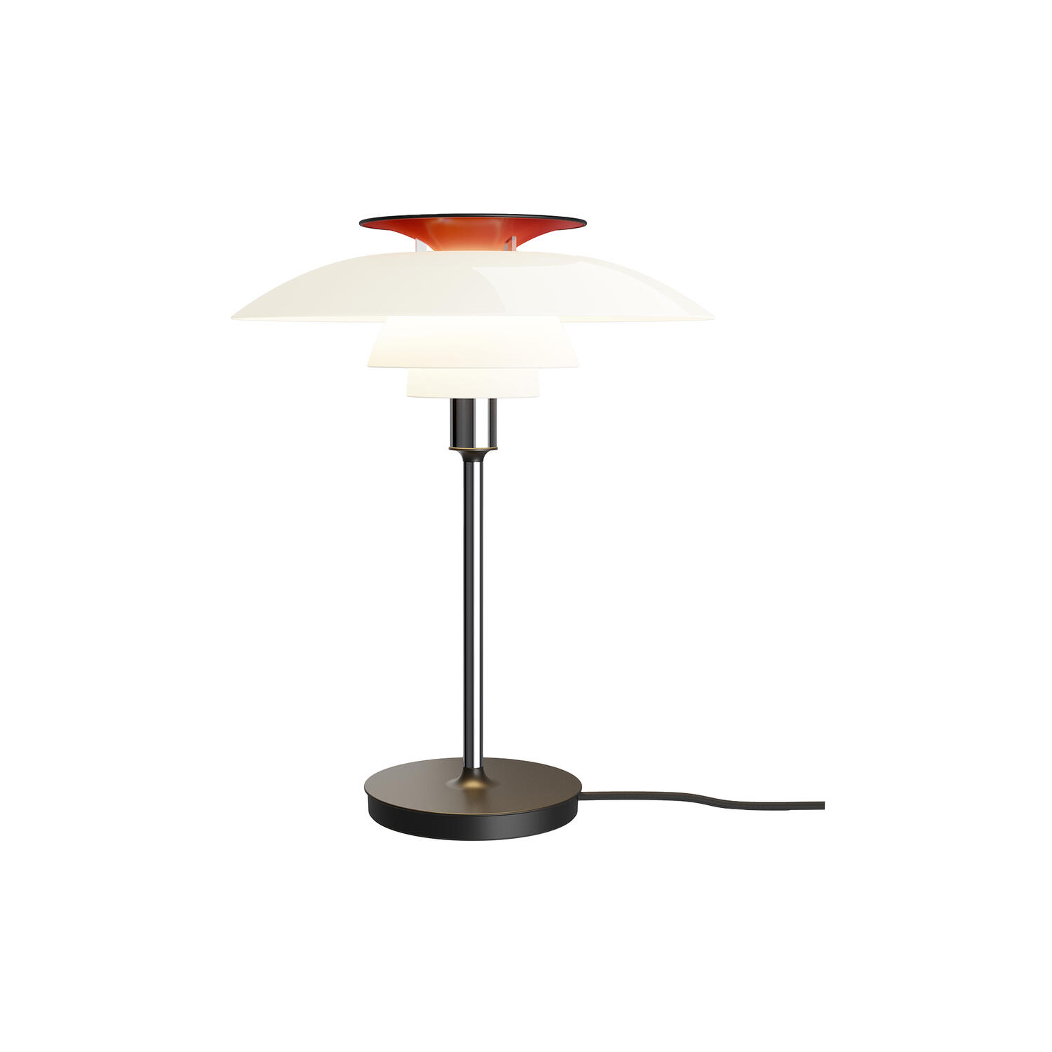 PH 80 bordlampe, opal white/high lustre chrome plated
