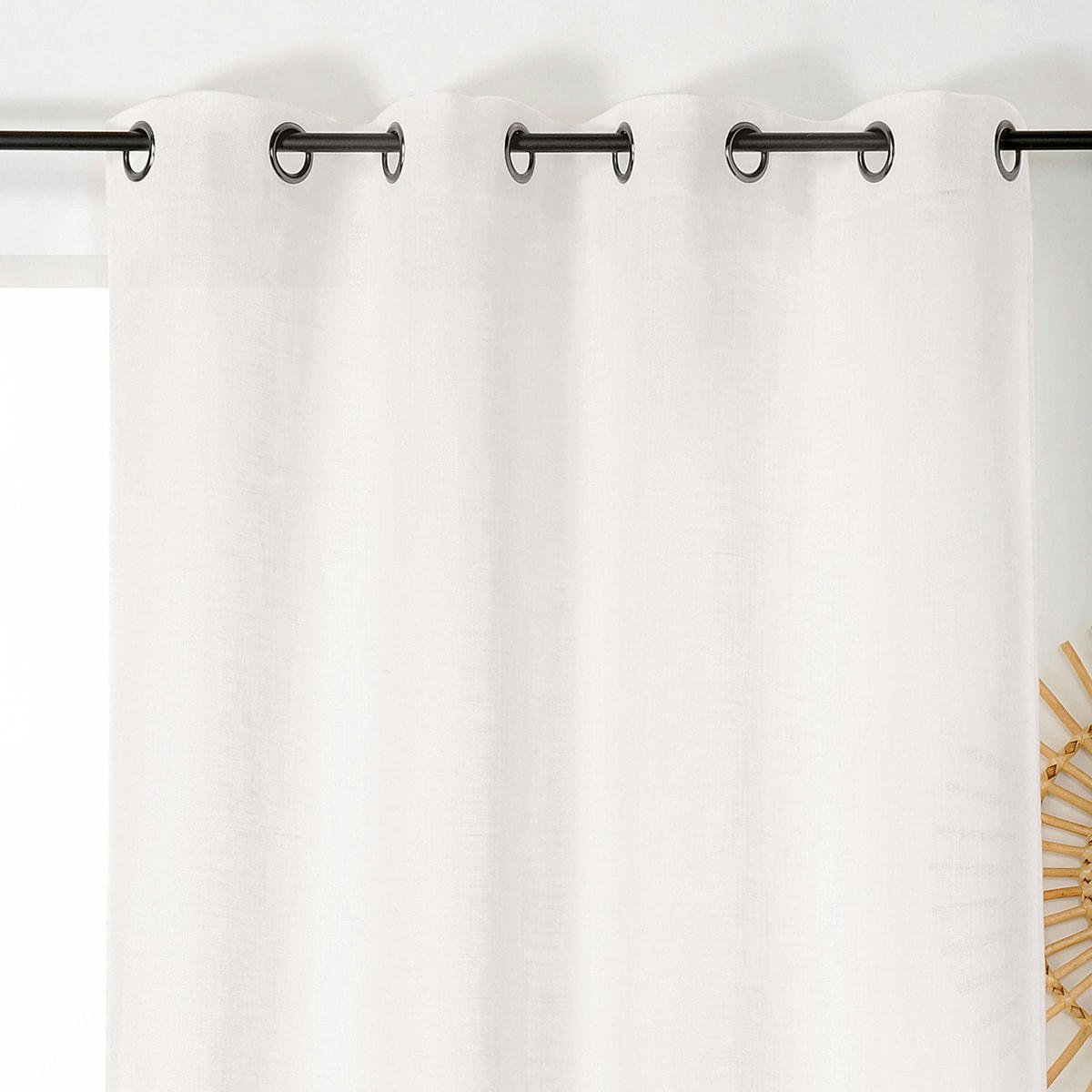 - Rideau tamisant et naturel en 100% lin blanc 145x260 cm