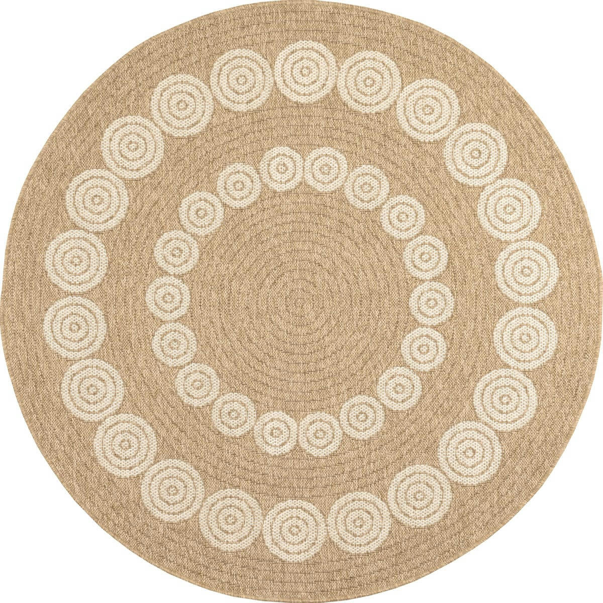 NATURE - Tapis intérieur et extérieur effet jute géométrique blanc diamètre 160