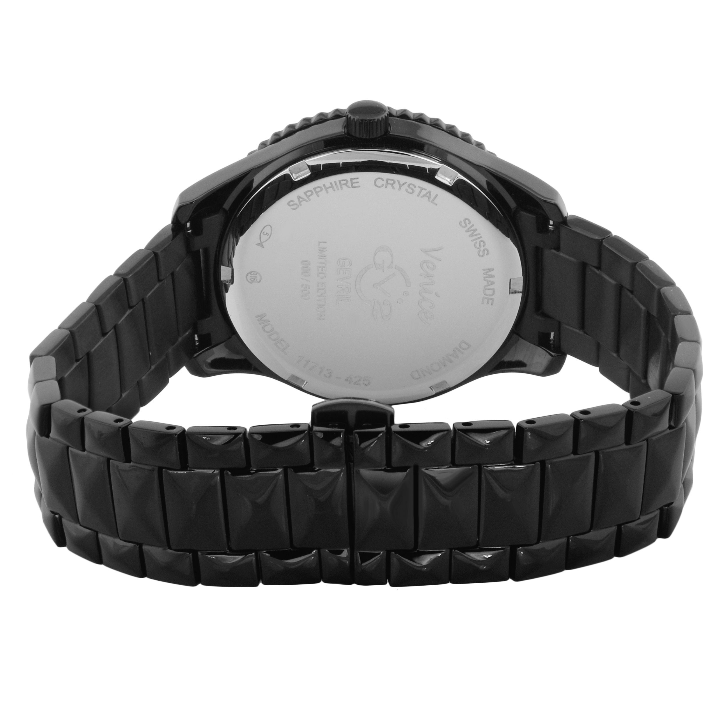 GV2 Venice, Swiss Quartz Watch, Black Dial, 316L Stainless Steel, and Sapphire Crystal