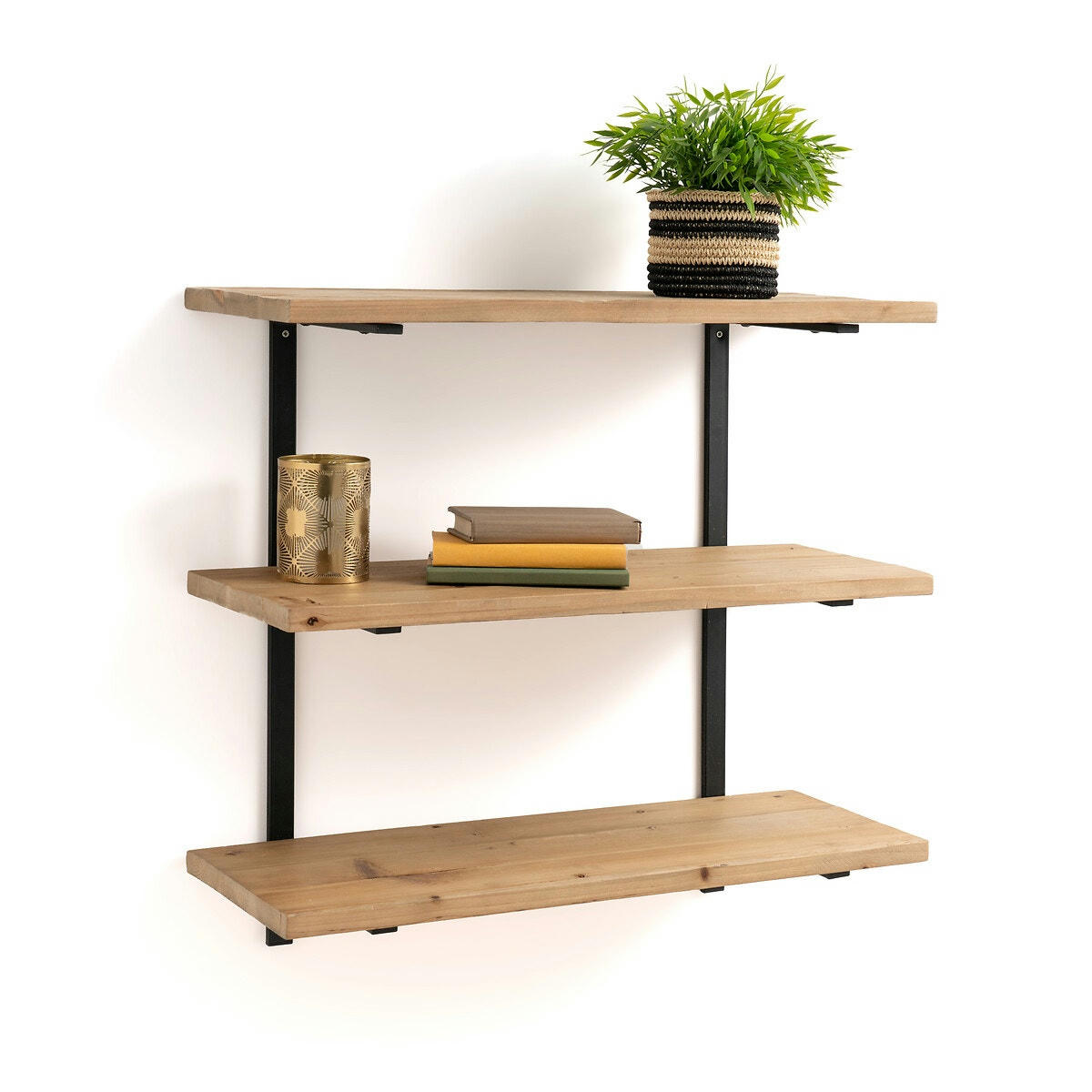Etagère murale sapin recyclé et métal, Mosaïque