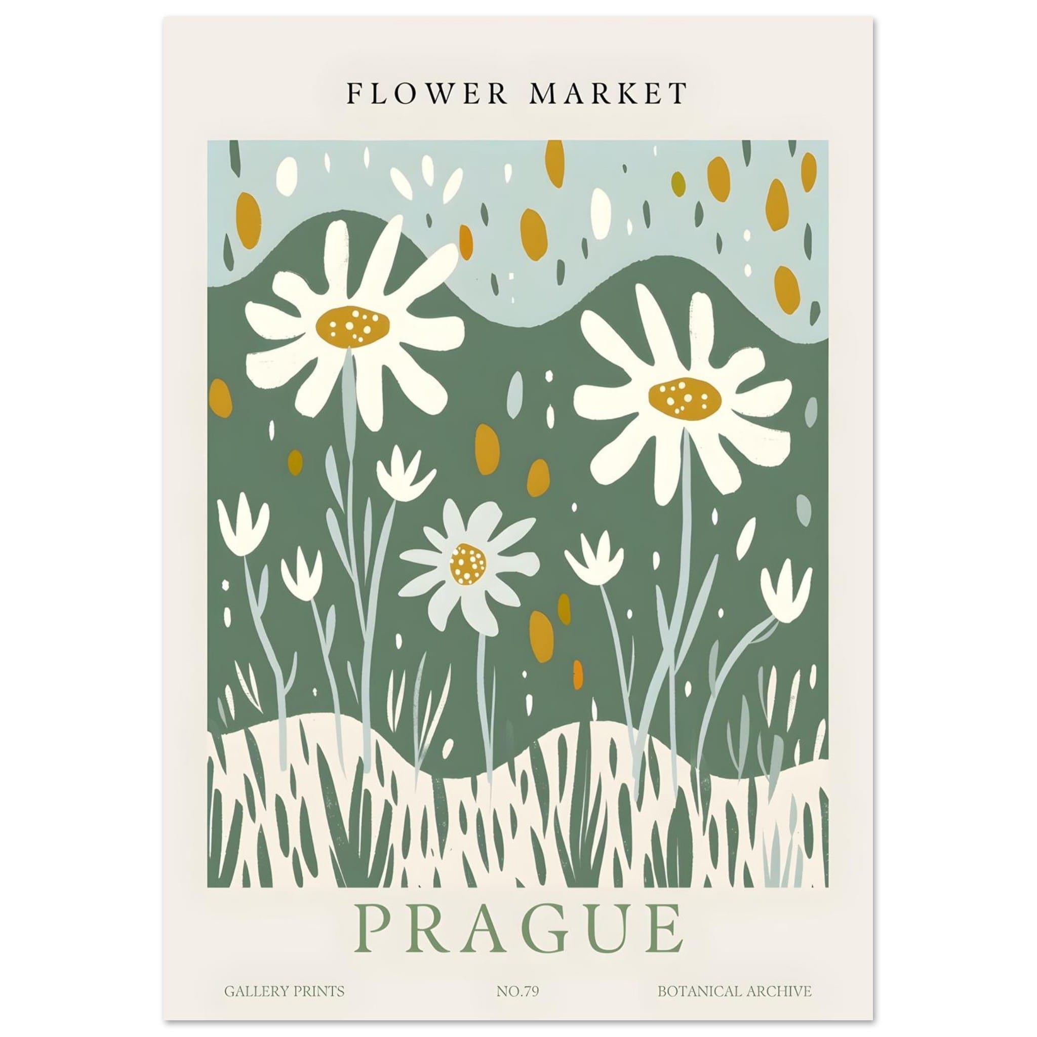 Artfulprints Poster Flower market - Prague II  - A4 21x29.7 cm - Meerkleurig