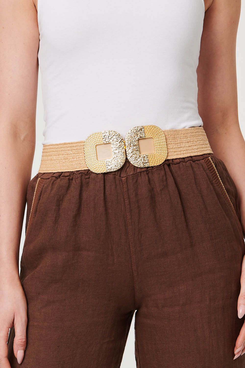 Izabel London Metallic Texture Wide Statement Belt