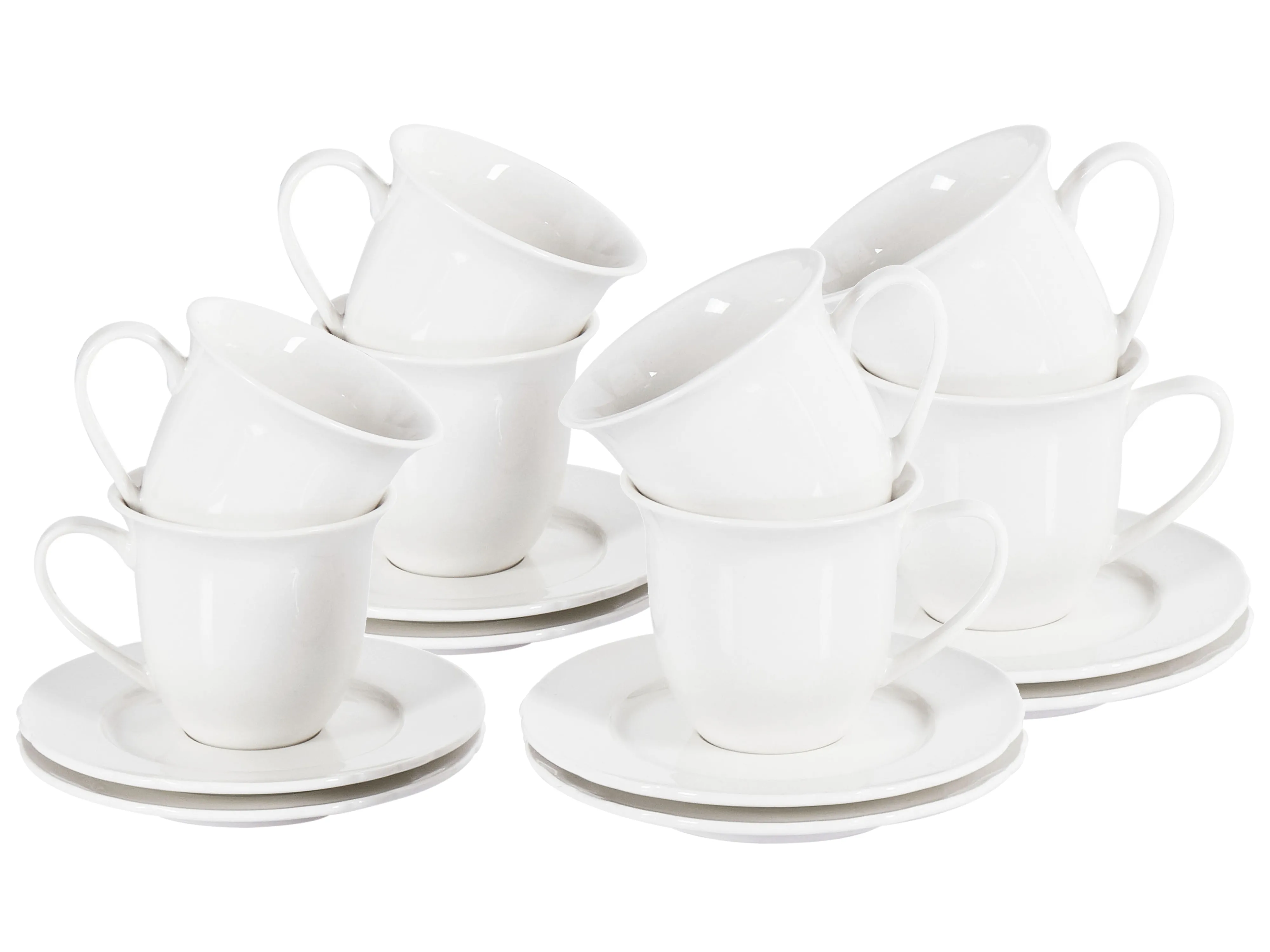 Set of 4 Cups with Saucers ELDERBERRY Porcelain White