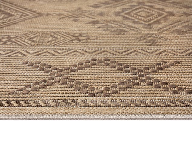 Takha Brown and Beige Tribal Flatweave Indoor Outdoor Rug