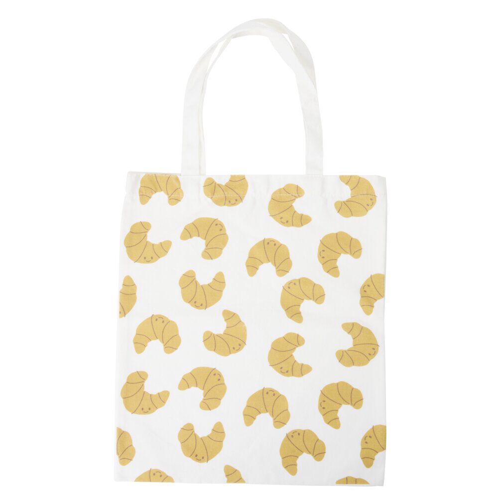 Tote bag polycoton motif déjeuner 36x42cm (2 modèles coffee ou croissant)