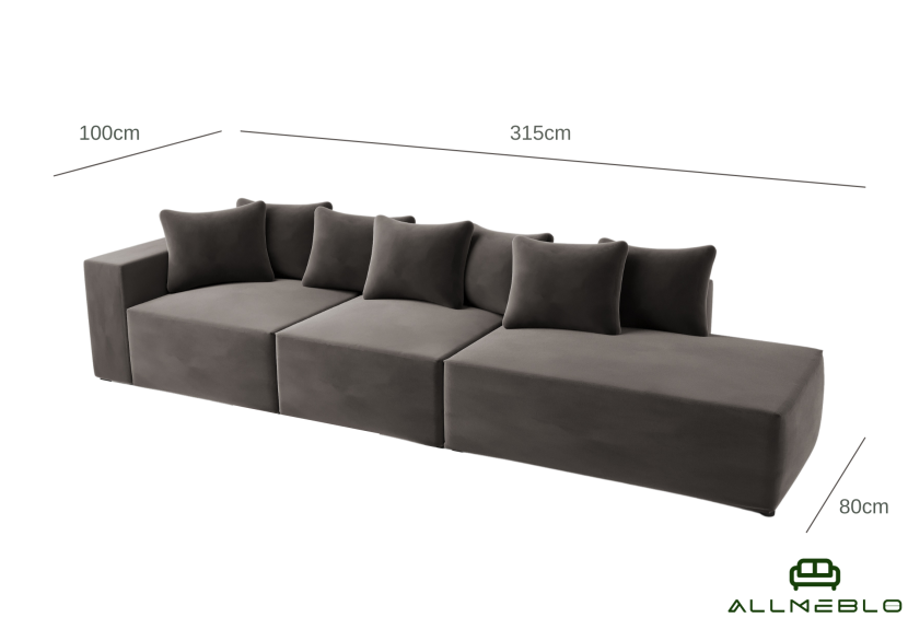 Sofa Modułowa Lewostronna SUGOI Czarna do Salonu Elegancka Nowoczesna