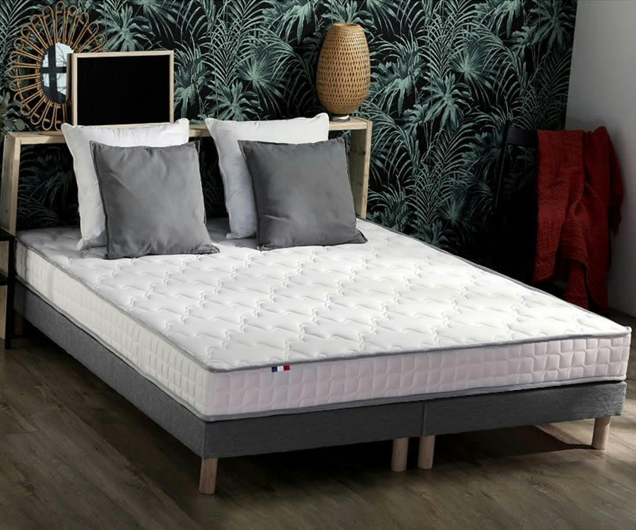 ENSEMBLE ORIGINEL - Ensemble matelas 100% latex5 zones sommier gris 160x200
