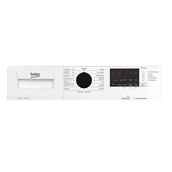 Lave-linge frontal 10 kg 1200 tours/min Beko WTE10222XW