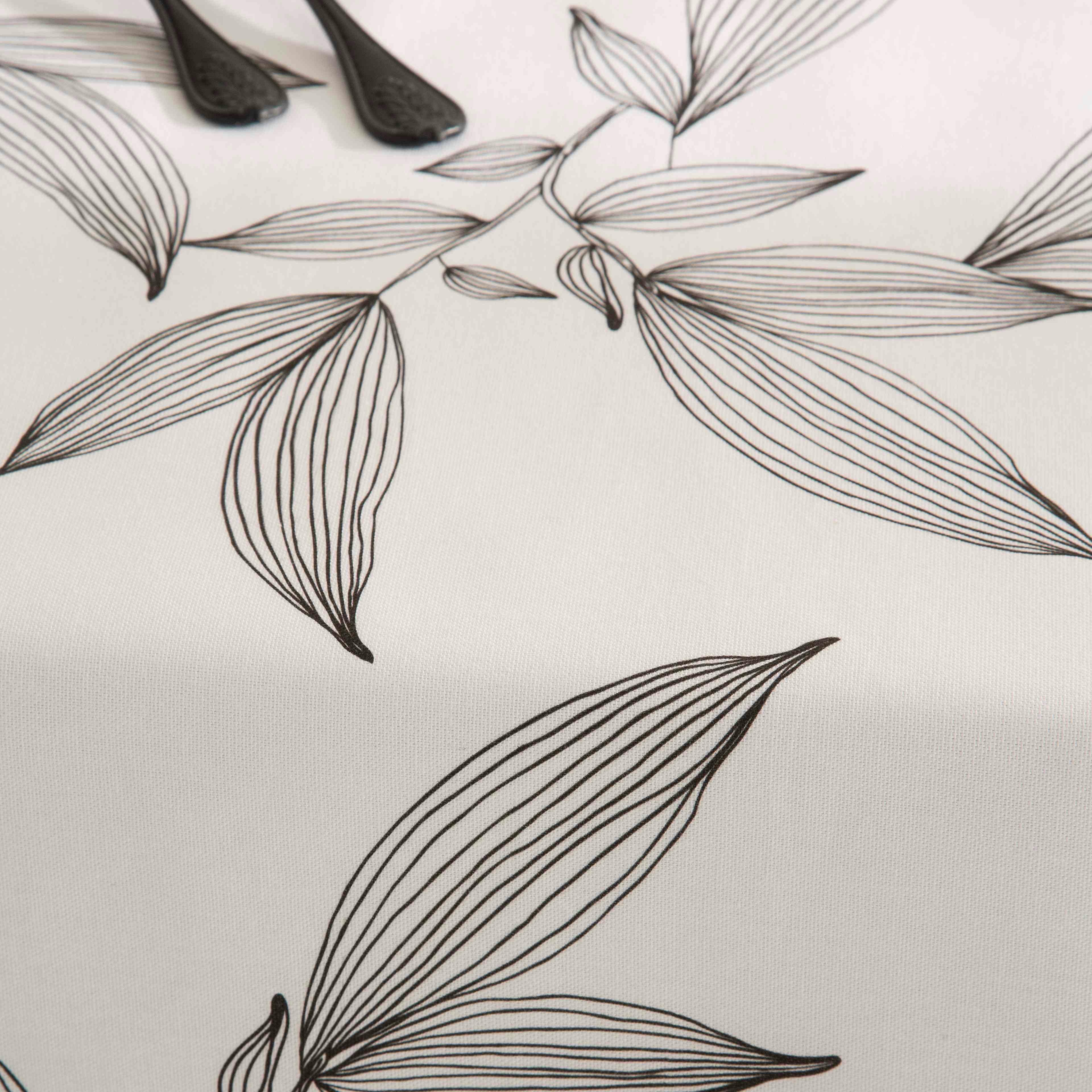 HOJALI - Nappe imprimée blanc avec traitement anti-taches en coton 140x140 cm