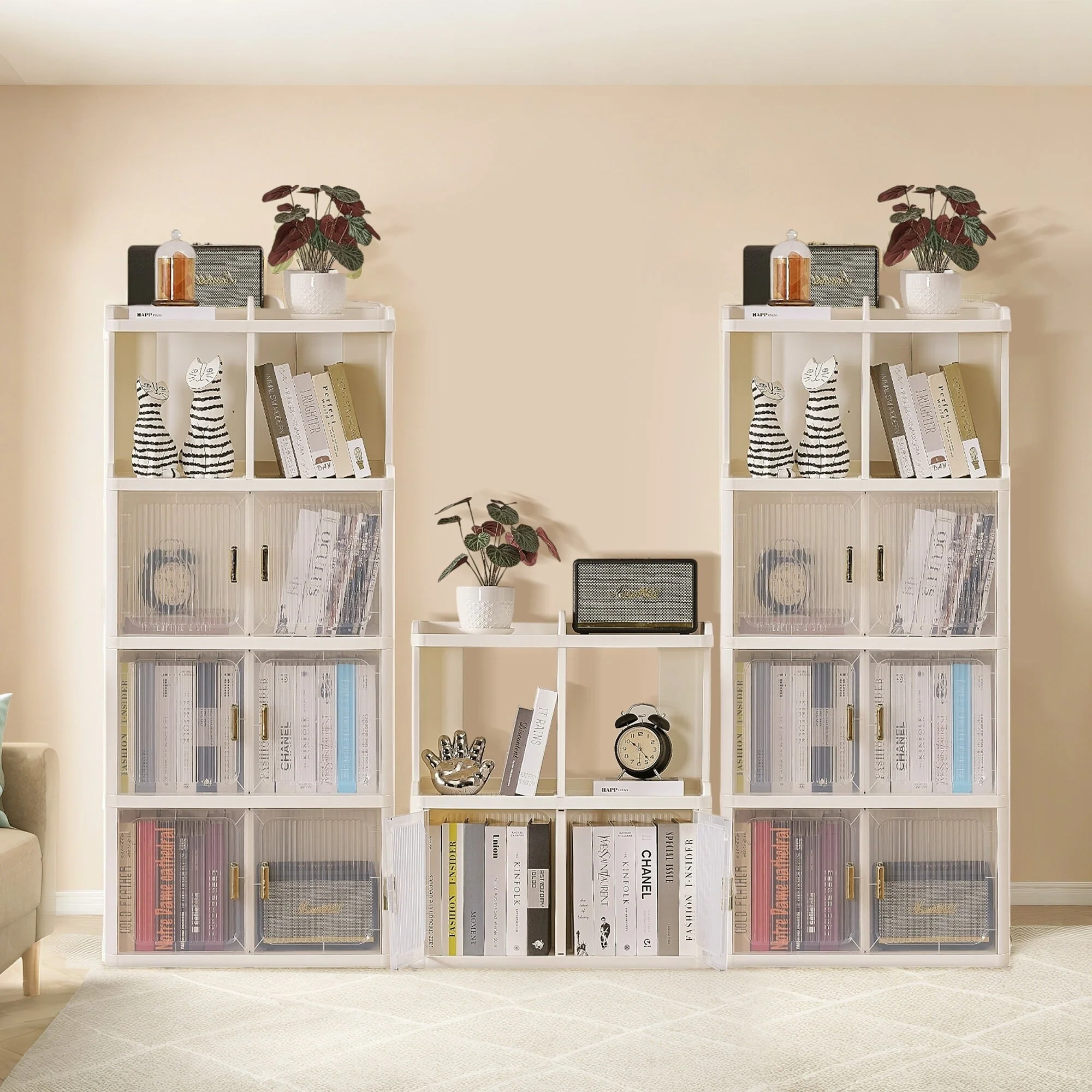 Javlergo Plastic Bookcase Floor Storage Cabinet Multi-Function Bathroom Storage cabinet Storage Shelf Kitchen Storage Cabinets