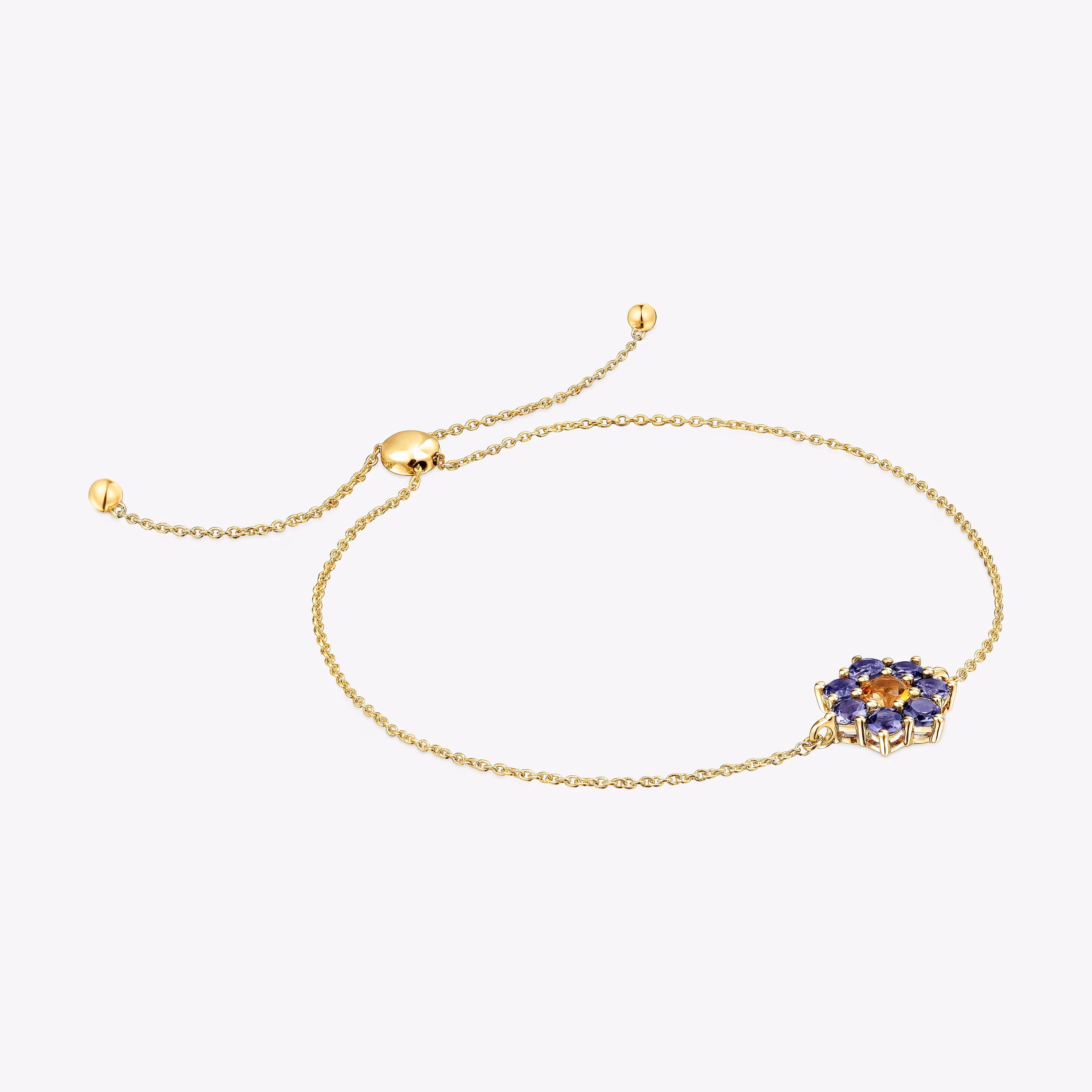 Pulsera cadena de oro y gemas Daisy