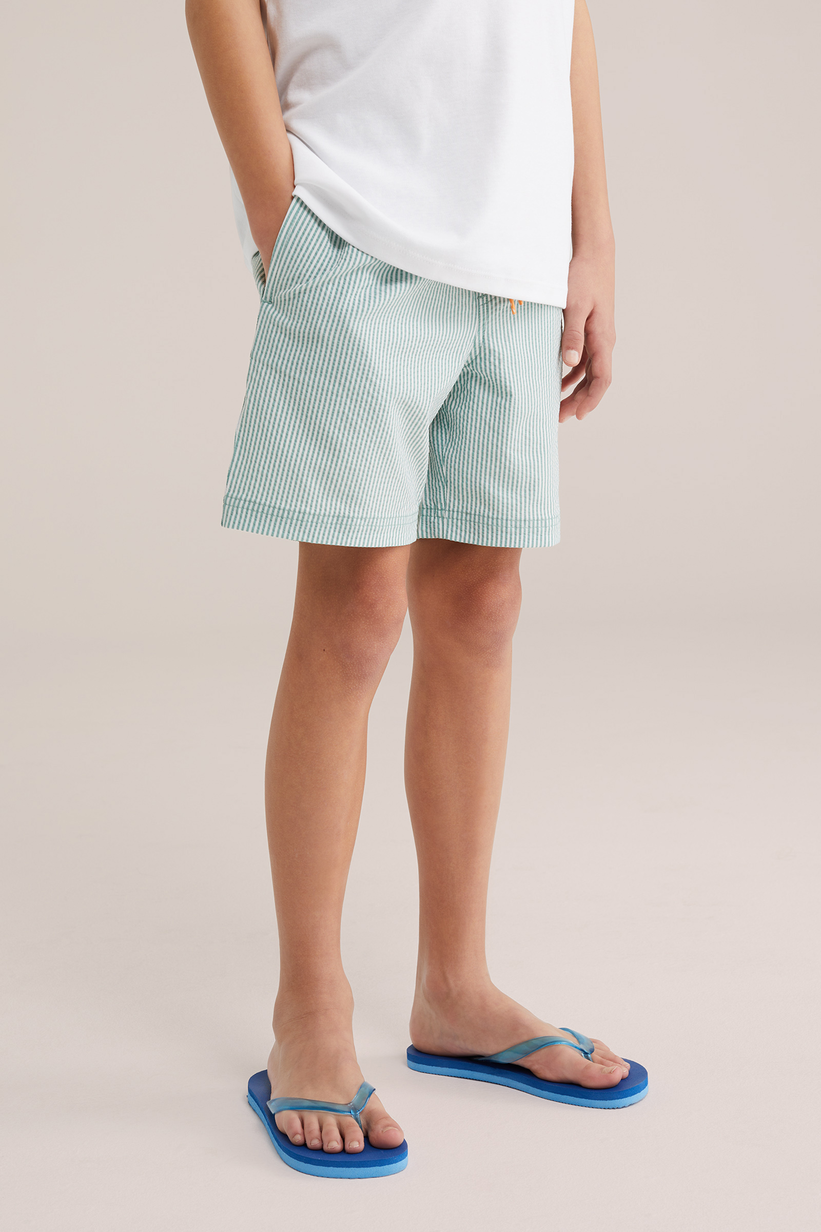 Jongens gestreepte seersucker zwembroek