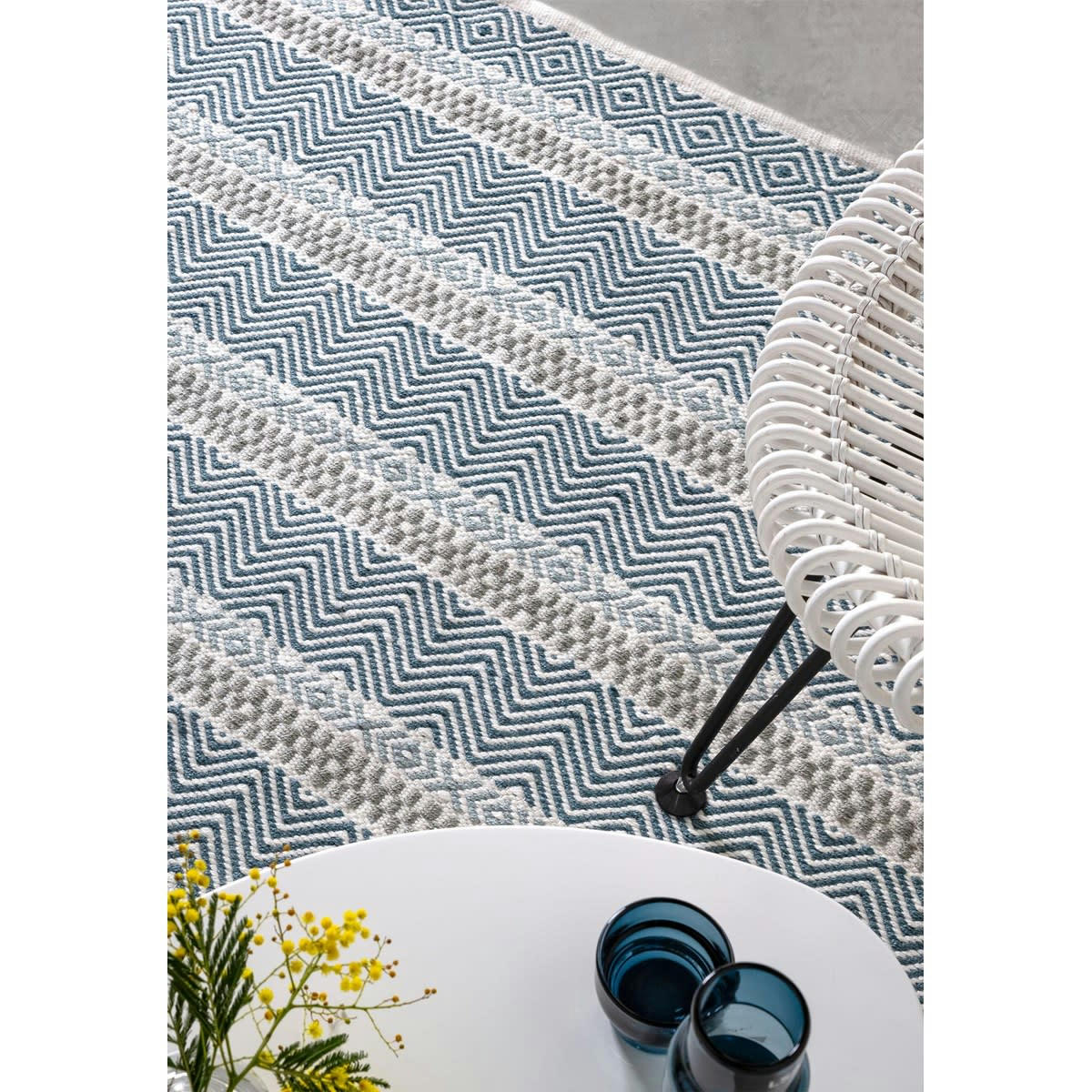 SUMMER - Tapis tissé plat en Polyester recyclé Bleu ciel 160x230 cm