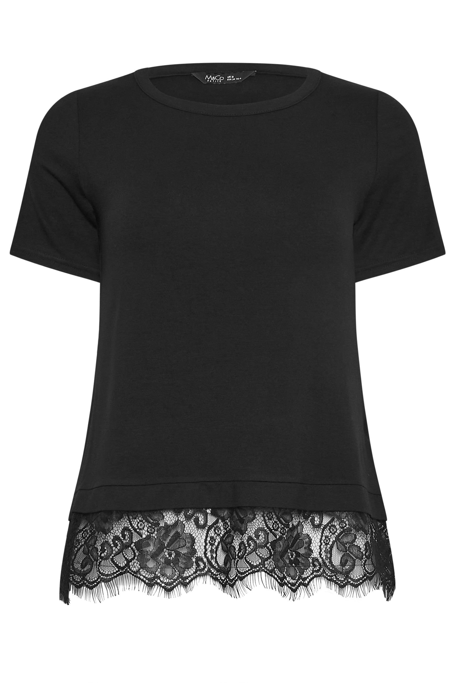 M&Co Petite Lace Hem T Shirt