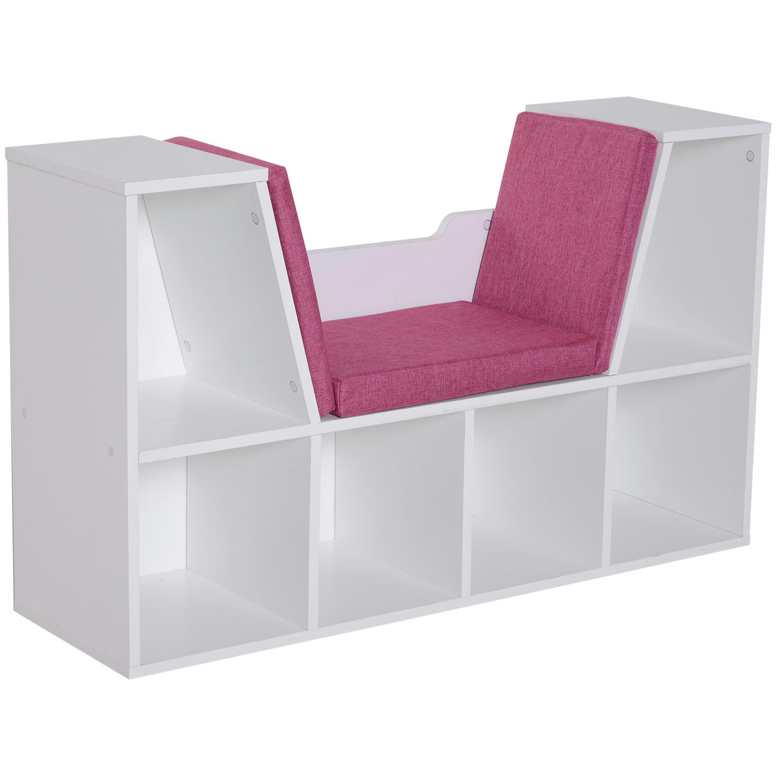 - Bibliothèque banc 2 en 1 - 6 casiers coussins inclus