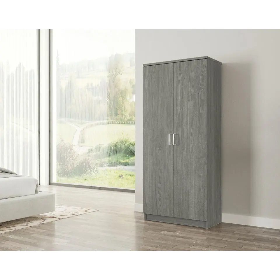 Interiax Kledingkast 'Amelie' - Grijze Eik - 2 Deurs - 180x80x40 cm