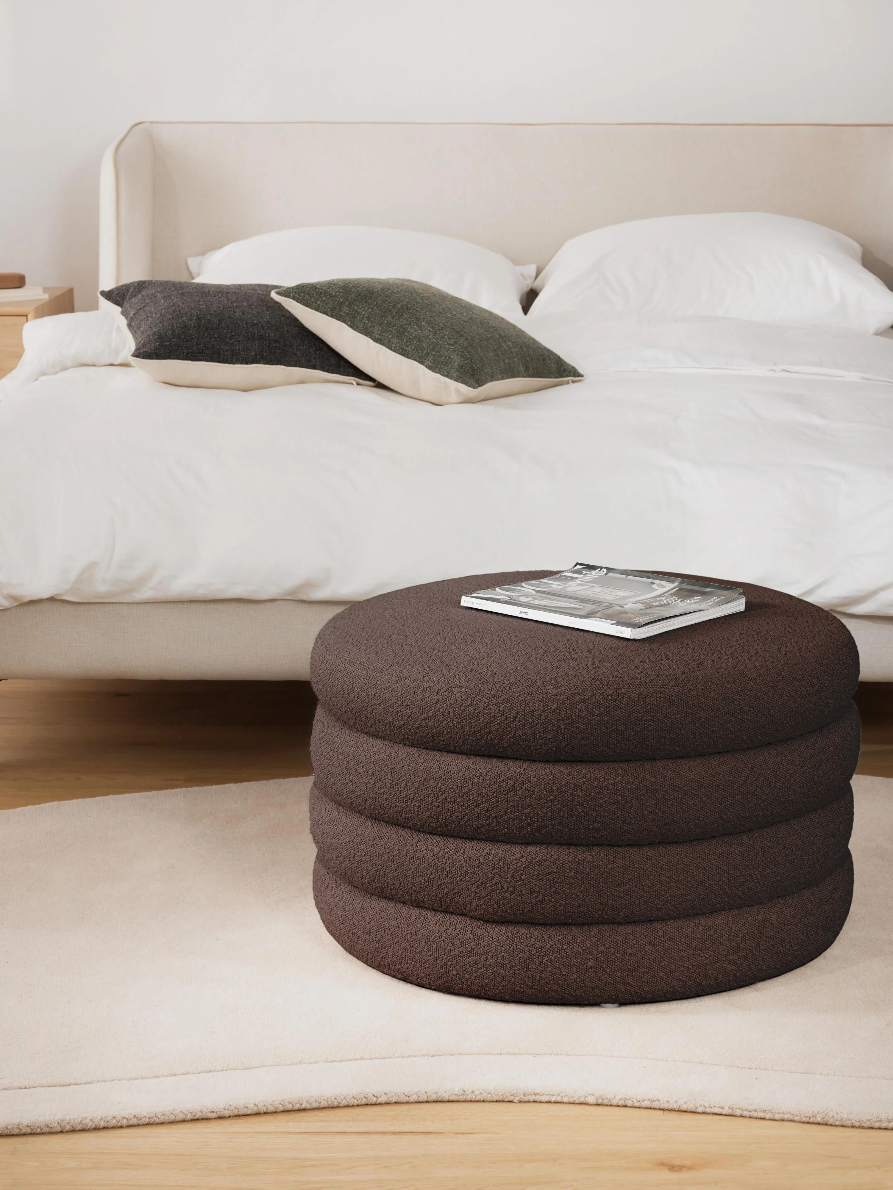XL Bouclé-Polsterhocker Alto mit Stauraum