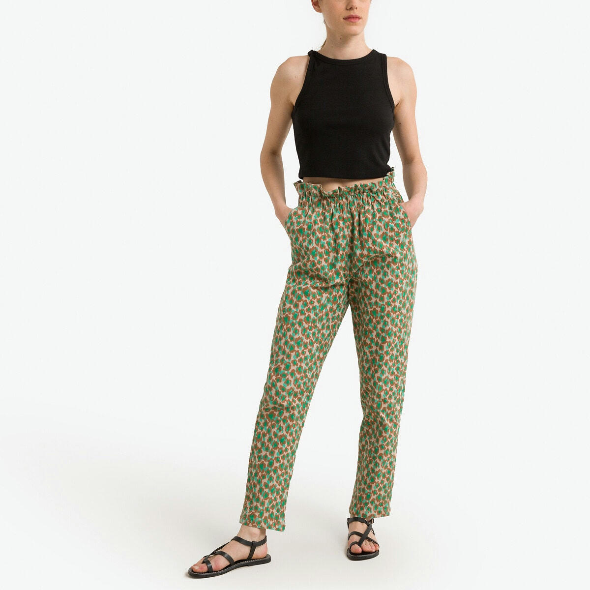 Pantalon imprimé, taille haute