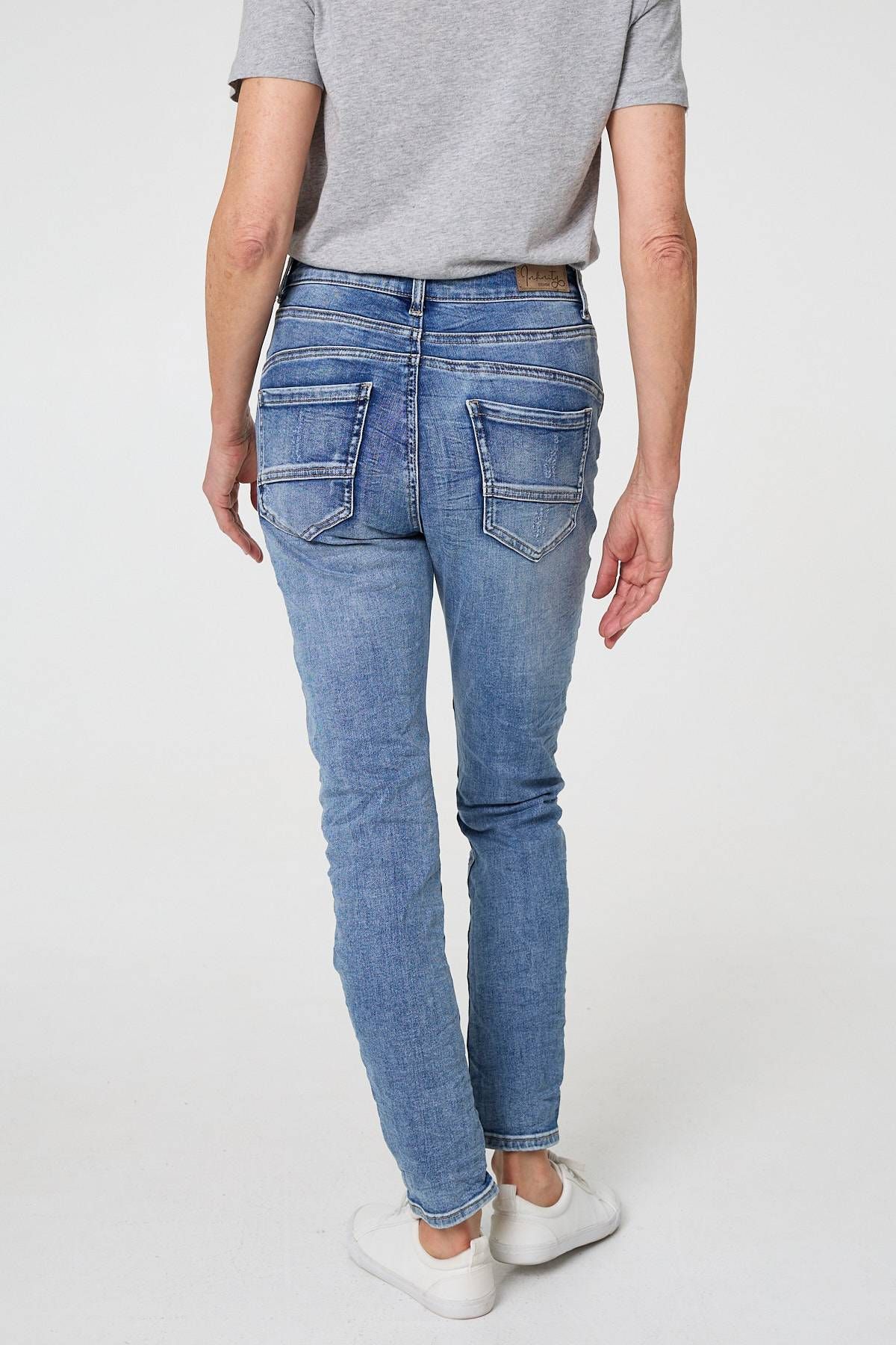 Izabel London Star Patchwork Detail Skinny Jeans