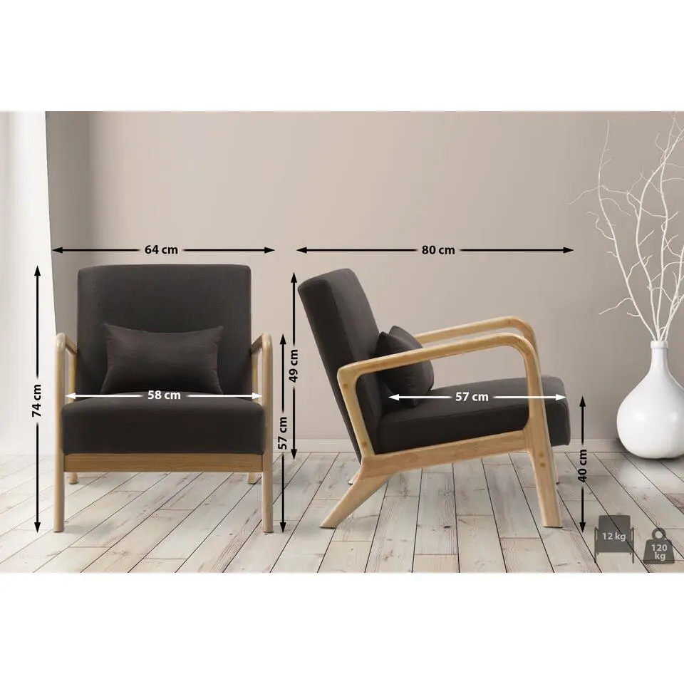 CLP Fauteuil Hibbing natura Frame - Hout - bruin