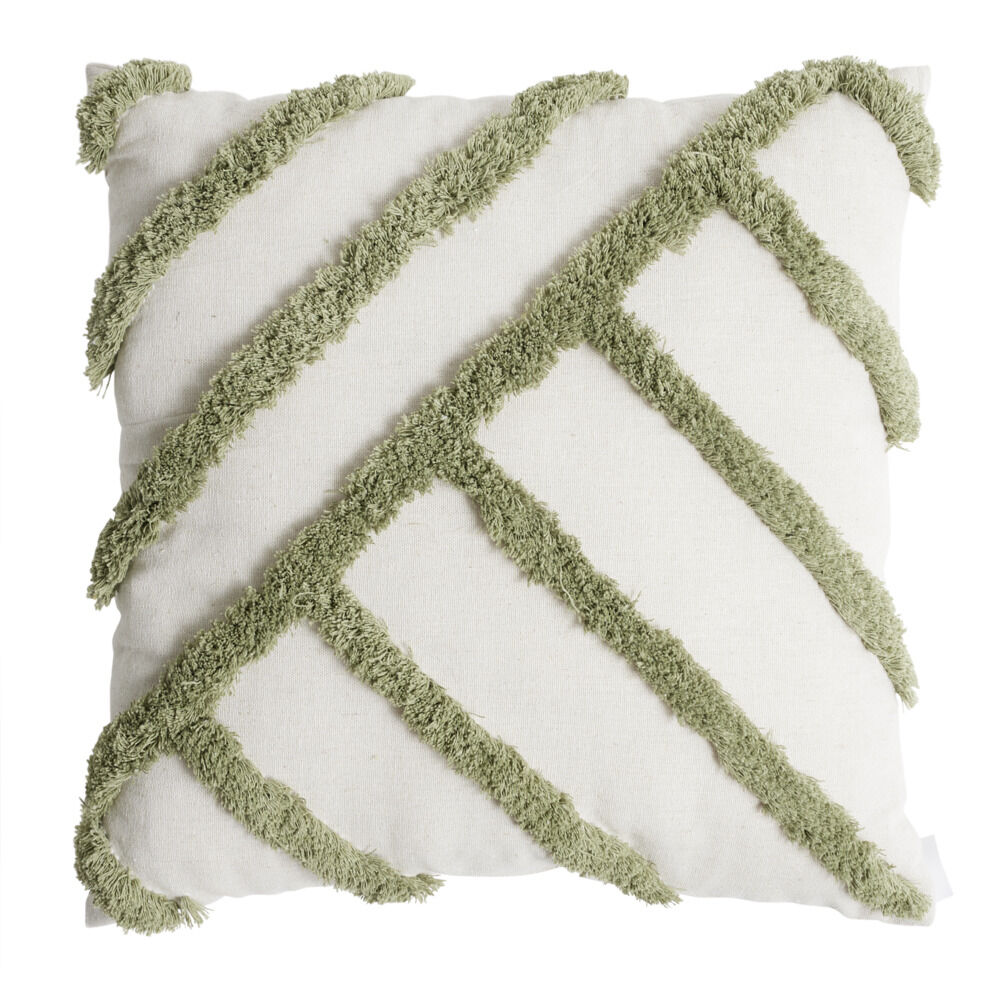 Coussin carré blanc écru tufté coloré 40x40cm (3 modèles)