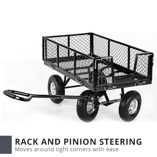 NNEDPE Garden Cart with Mesh Liner Lawn Folding Trolley Black