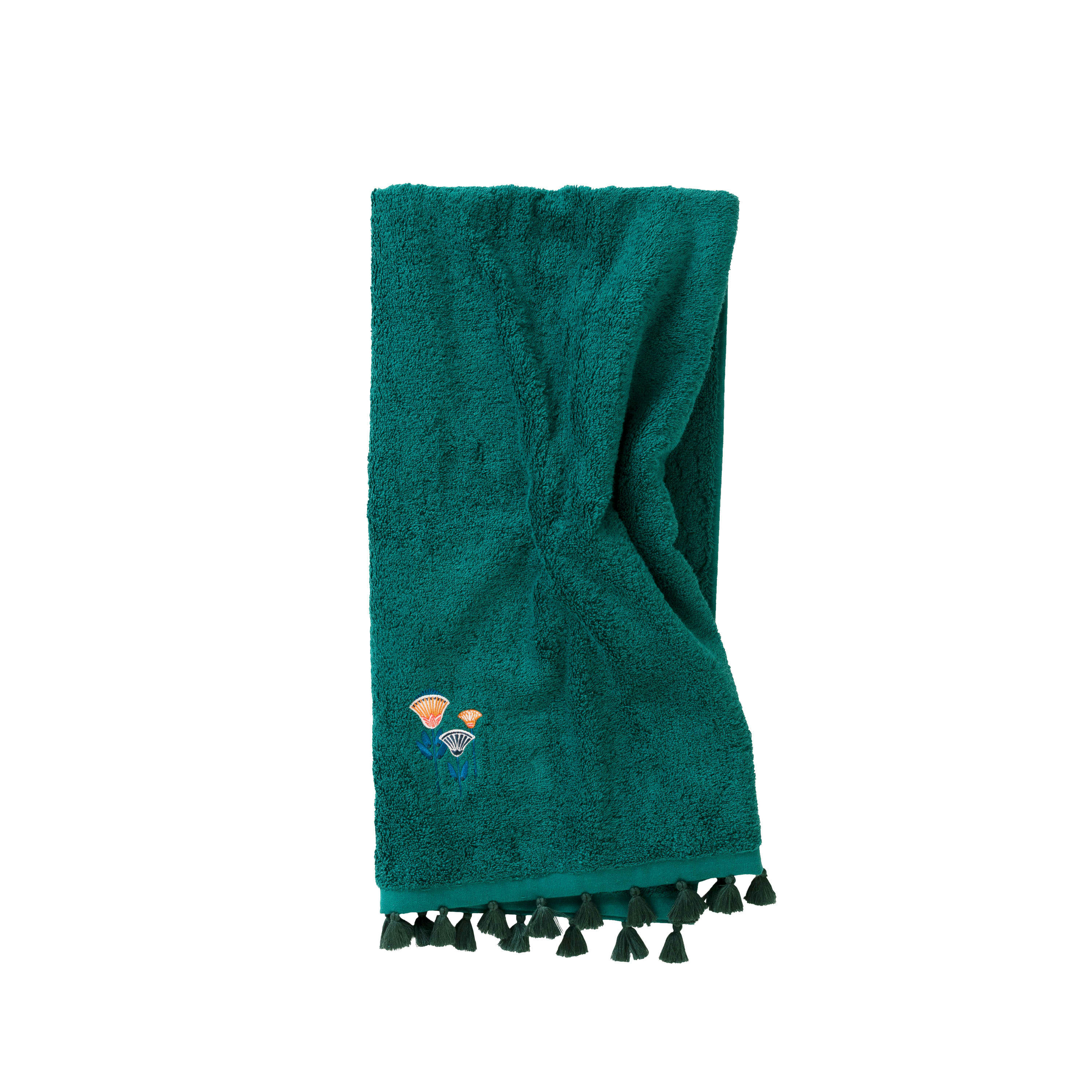 PAPYRUS - Drap de bain coton bouclette brodé bleu 70 x 120 cm