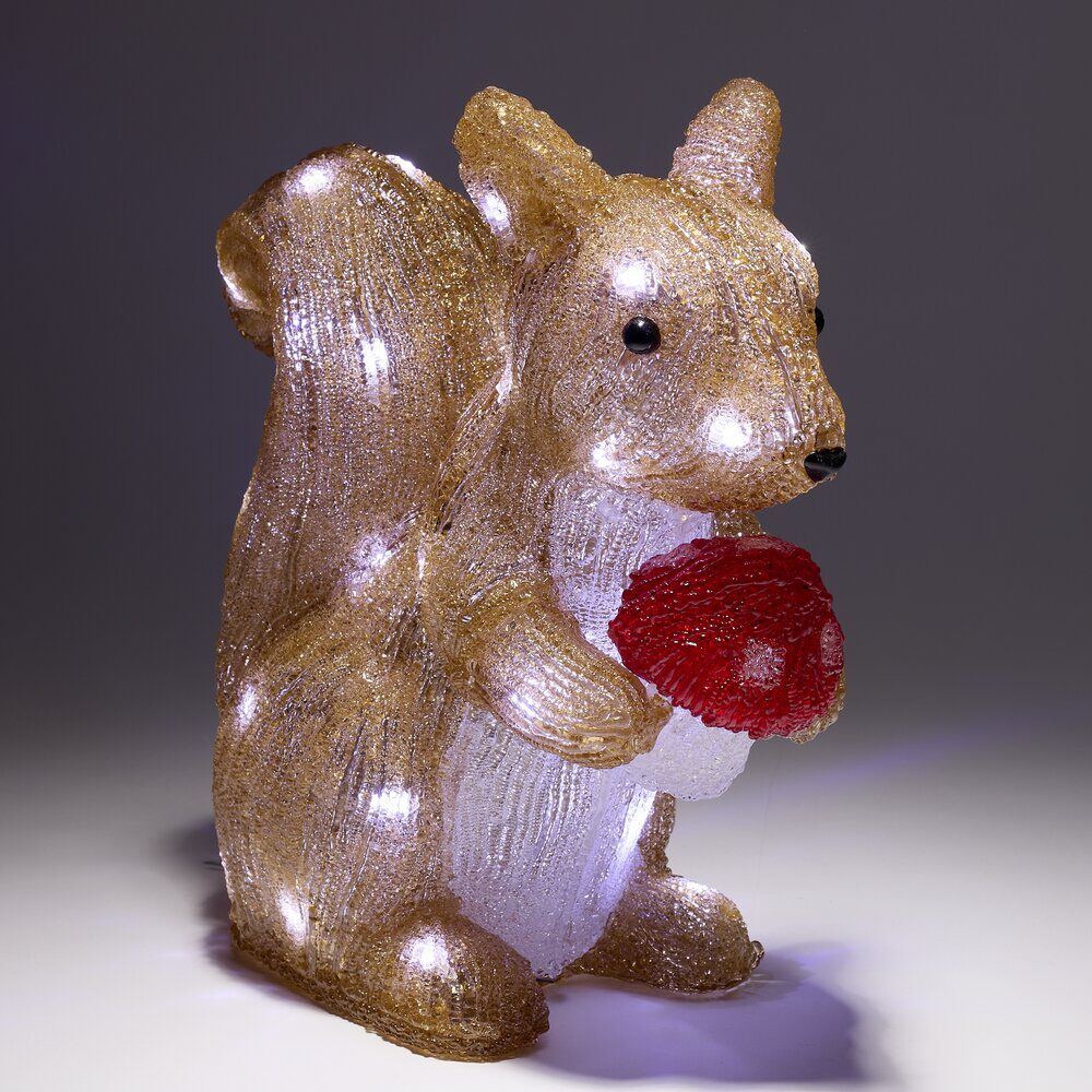écureuil de No&euml;l lumineux 40LED acrylique marron H30cm