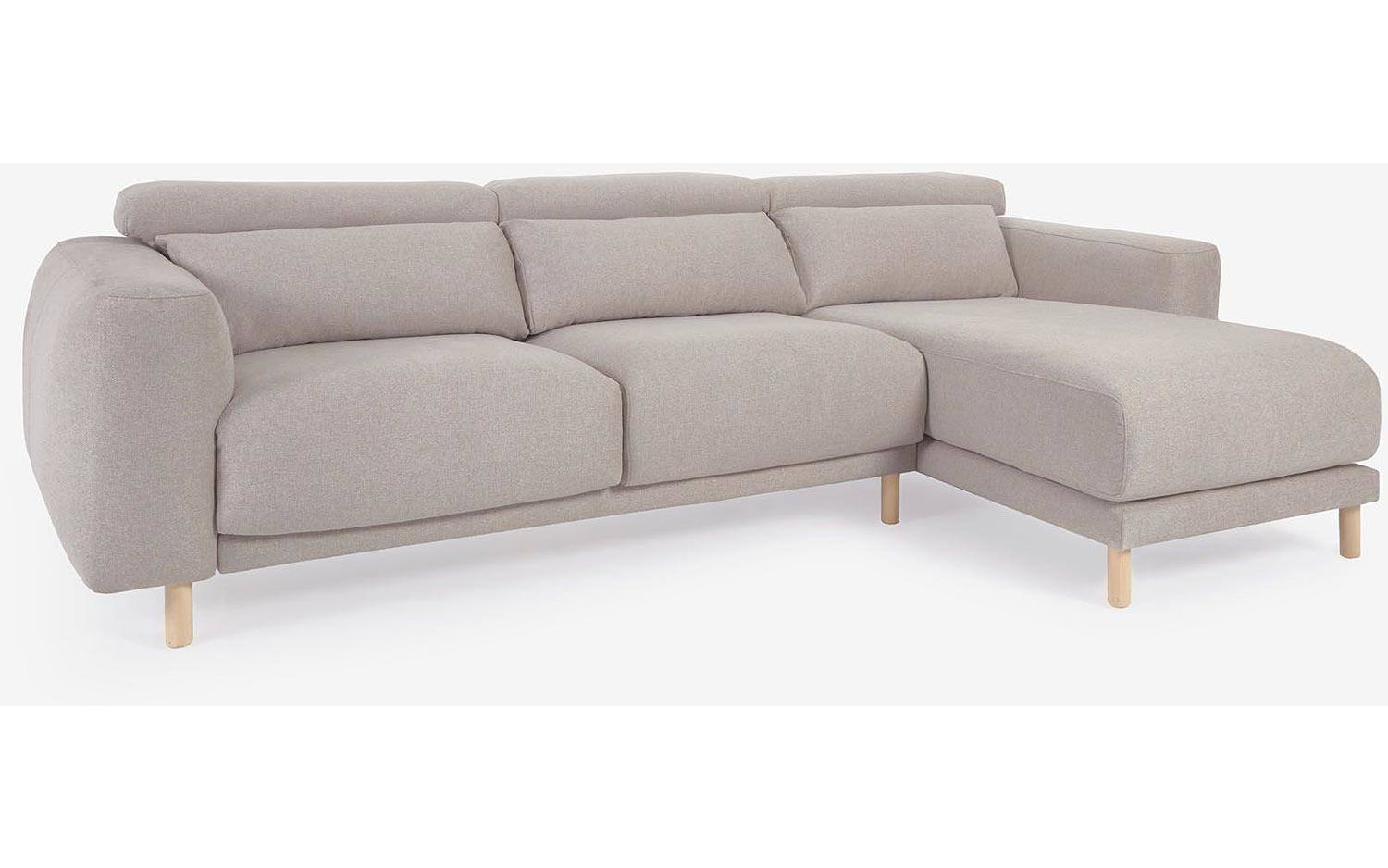 Kave Home - Singa 3-zitsbank met chaise longue rechts, verstelbare