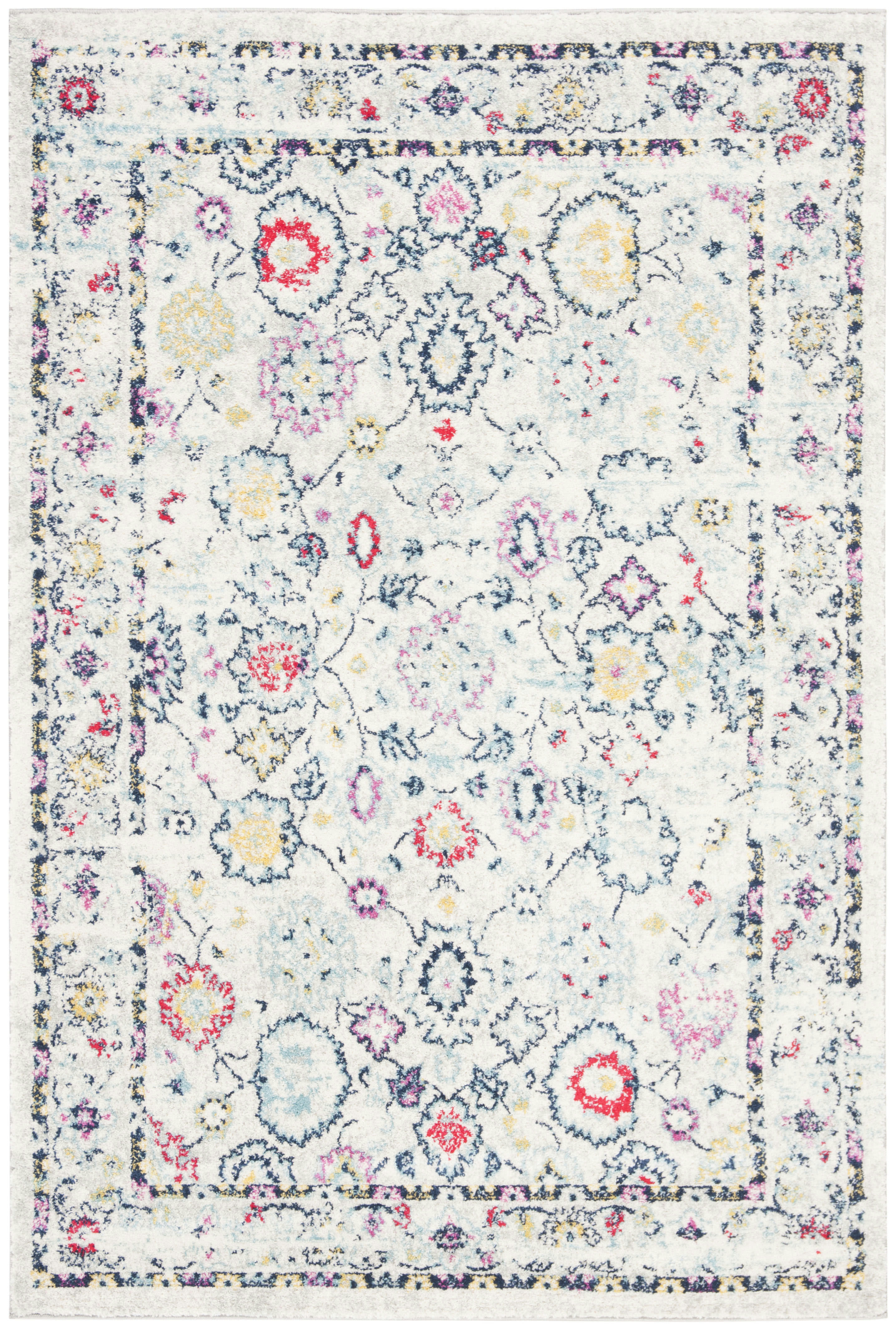 MADISON - Tapis de salon interieur en gris clair & fuchsia, 122 x 183 cm