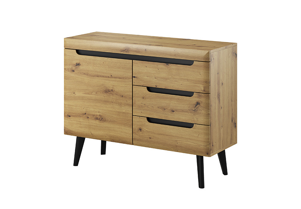 Komoda NORDI NKSZ107 Dąb Artisan/Czarny