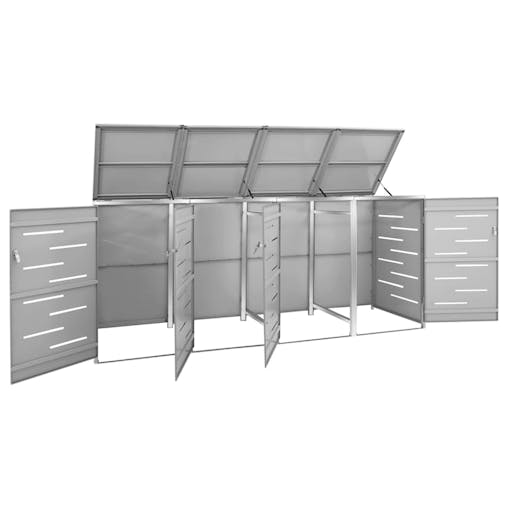 NNEVL Quadruple Wheelie Bin Shed 276.5x77.5x115.5 cm Stainless Steel