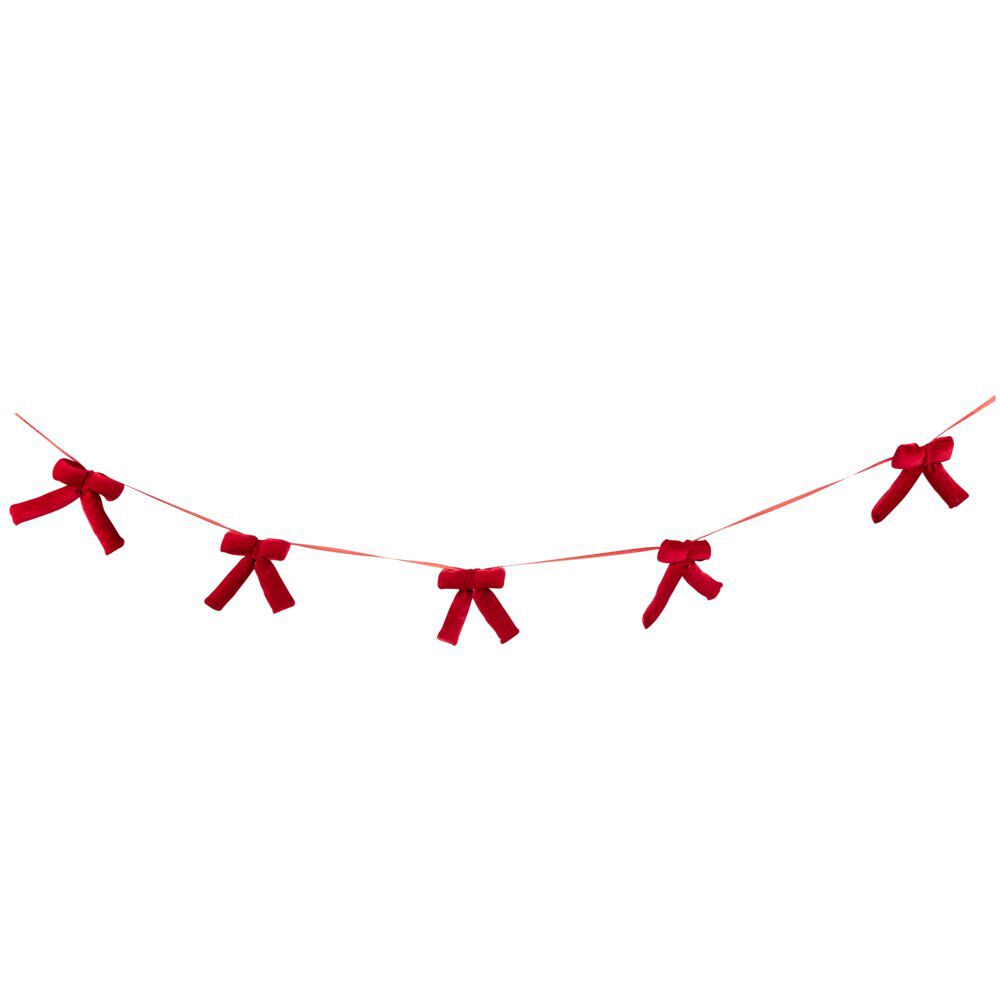 Guirlande de No&euml;l à noeuds velours rouge L170 cm