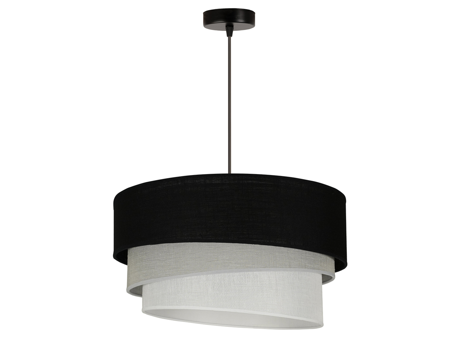 Lampa wisząca Trio tkaninowa szaro-czarna