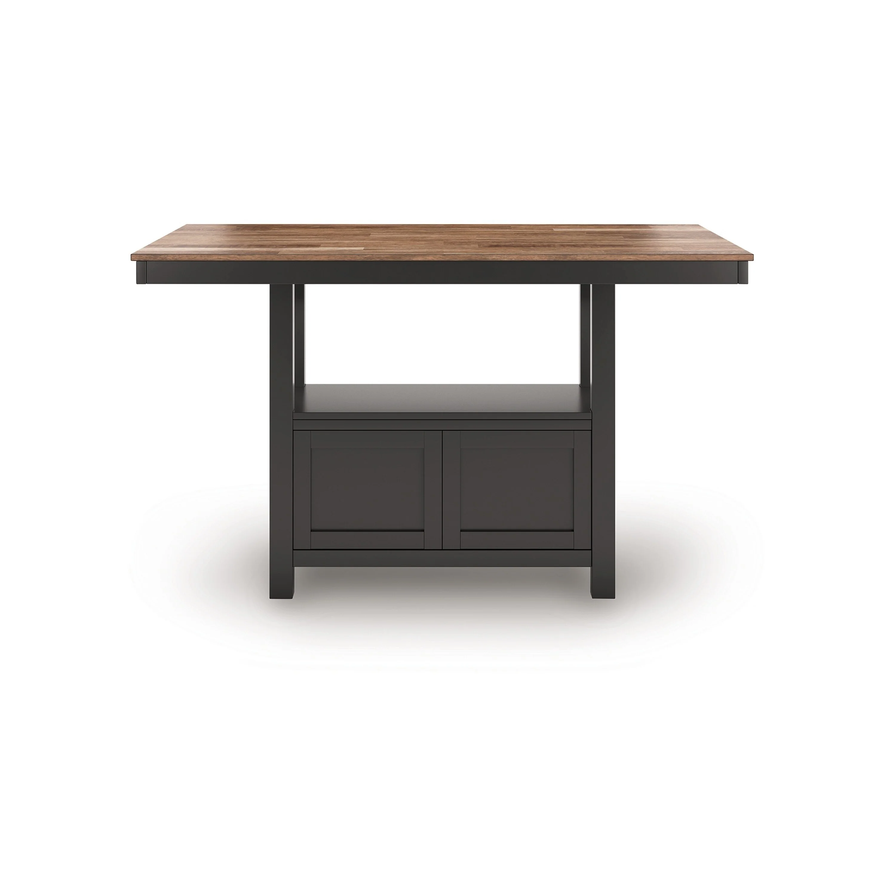 Fleur Counter Height Table with Built-In Storage, Black Wood, 60 Inch