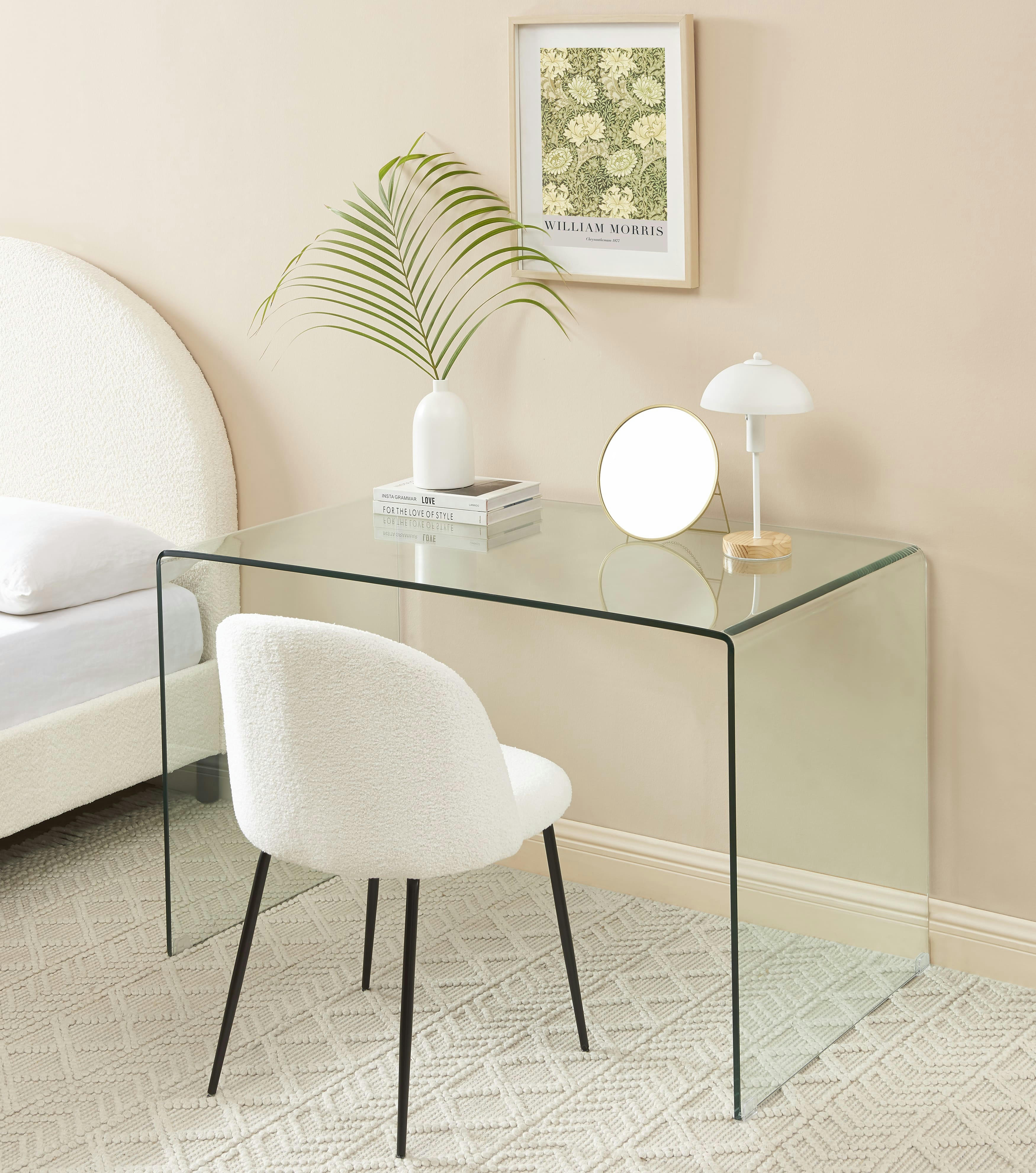 GINZA - Bureau  verre trempé transparent 120cm