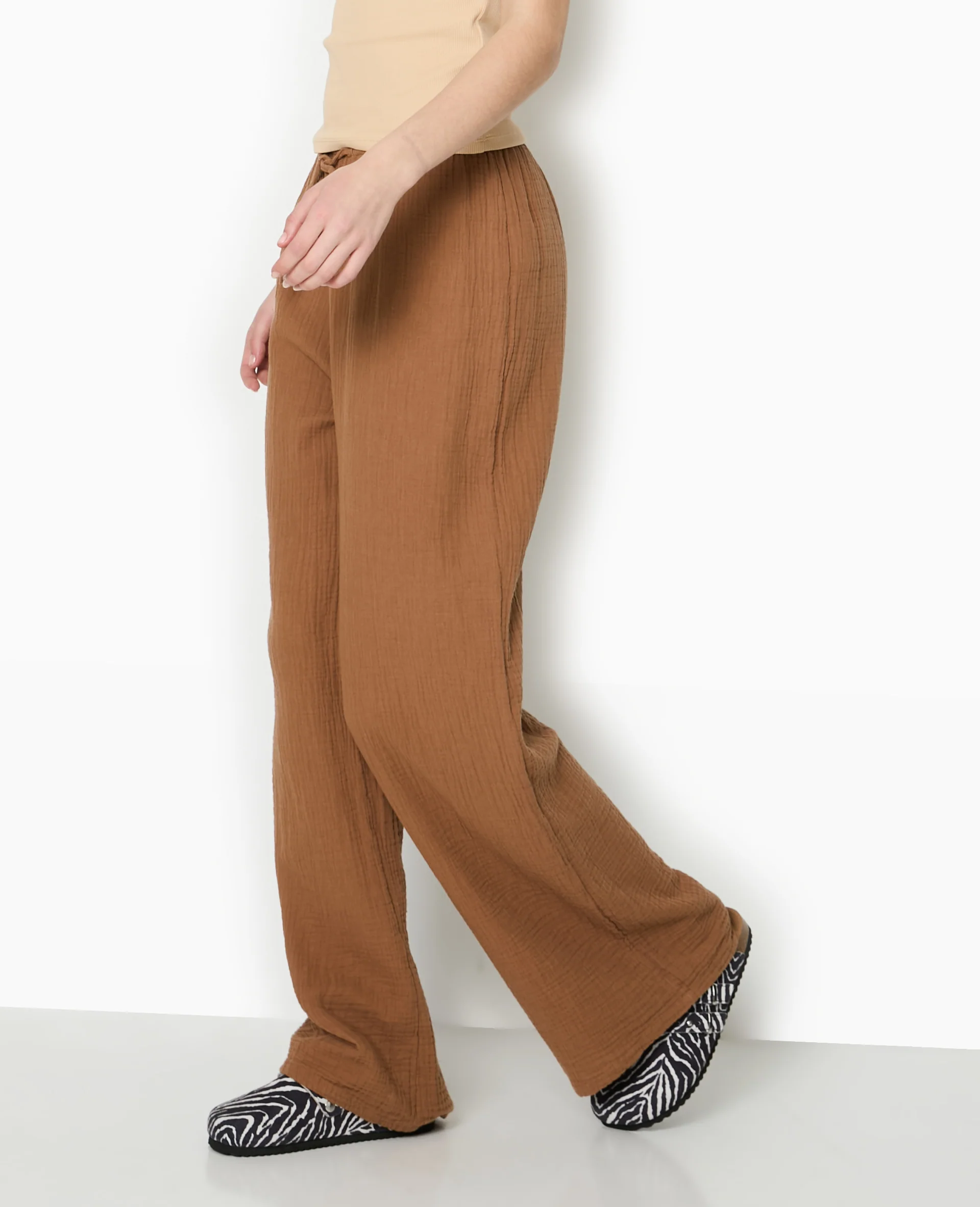 Pantalon large en gaze de coton