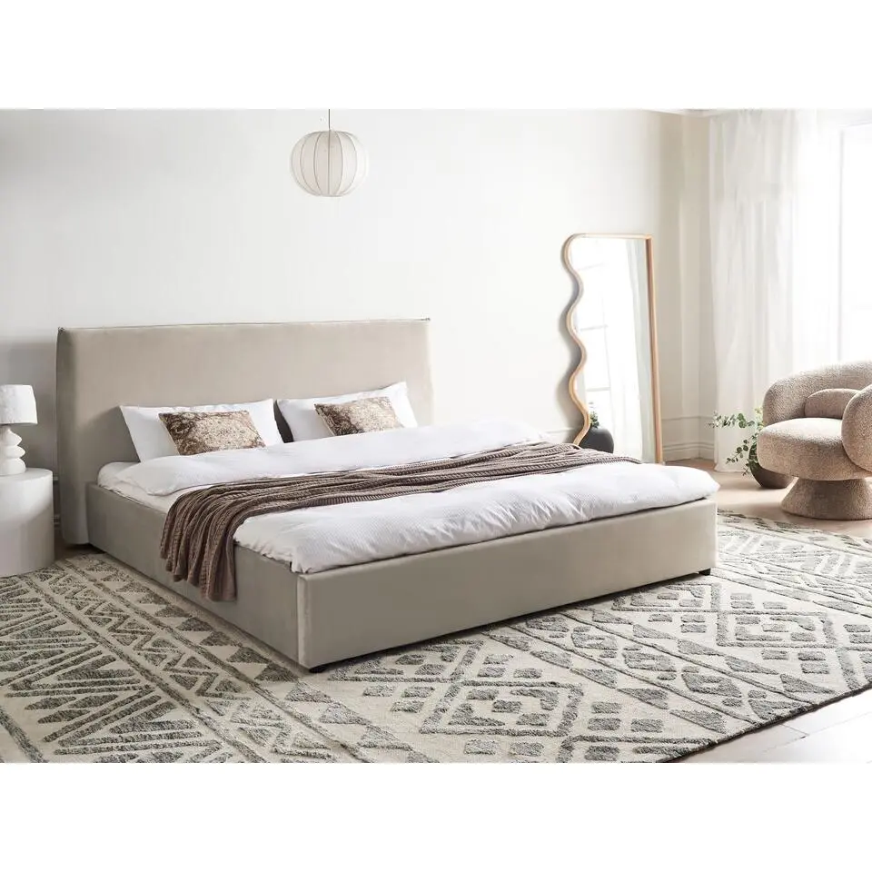 LAVAUR - Tweeperoonsbed - Taupe - 180 x 200 cm - Fluweel