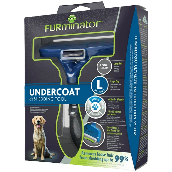 Bürste »deShedding TOOL«, L Langhaar, für große Hunde von 23 bis 41 kg, blau
