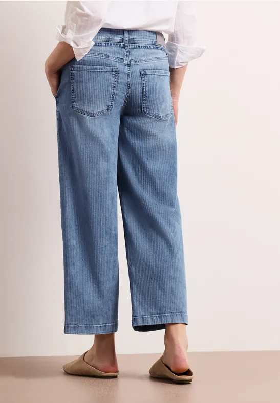 Mid Waist Wide Leg Jeans mit Streifen