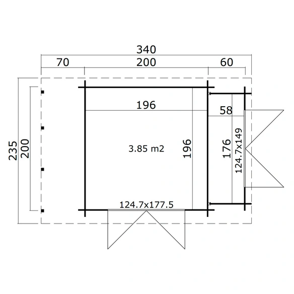 Gartenhaus »Vilano«, BxHxT: 340 x 205,2 x 200 cm, (Außenmaß inkl. Dachüberstand), grüngrau